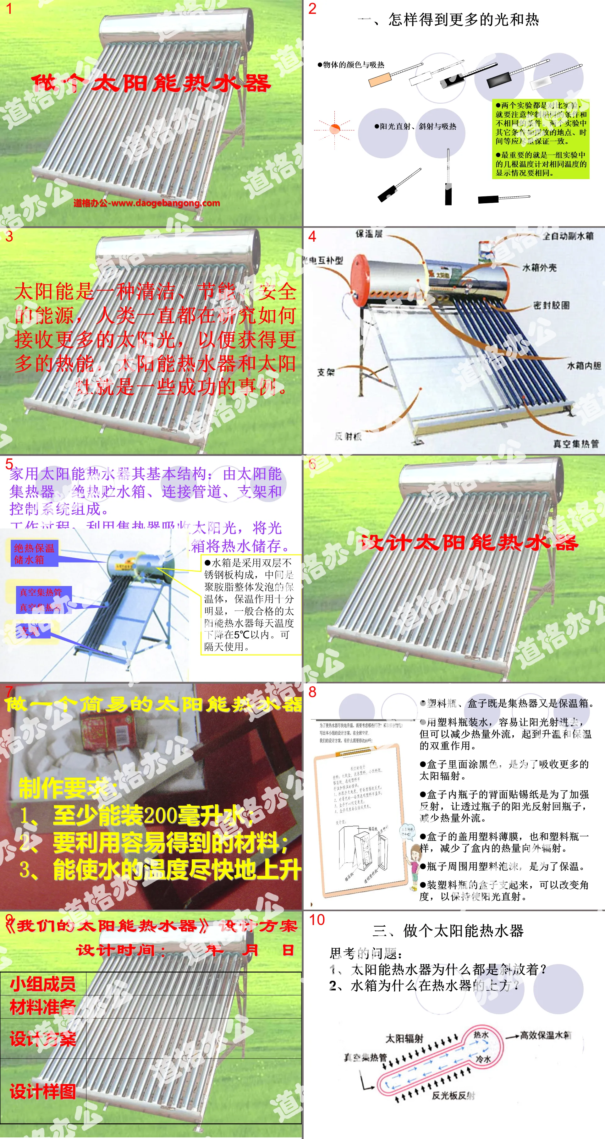 "Be a Solar Water Heater" Light PPT Courseware 2