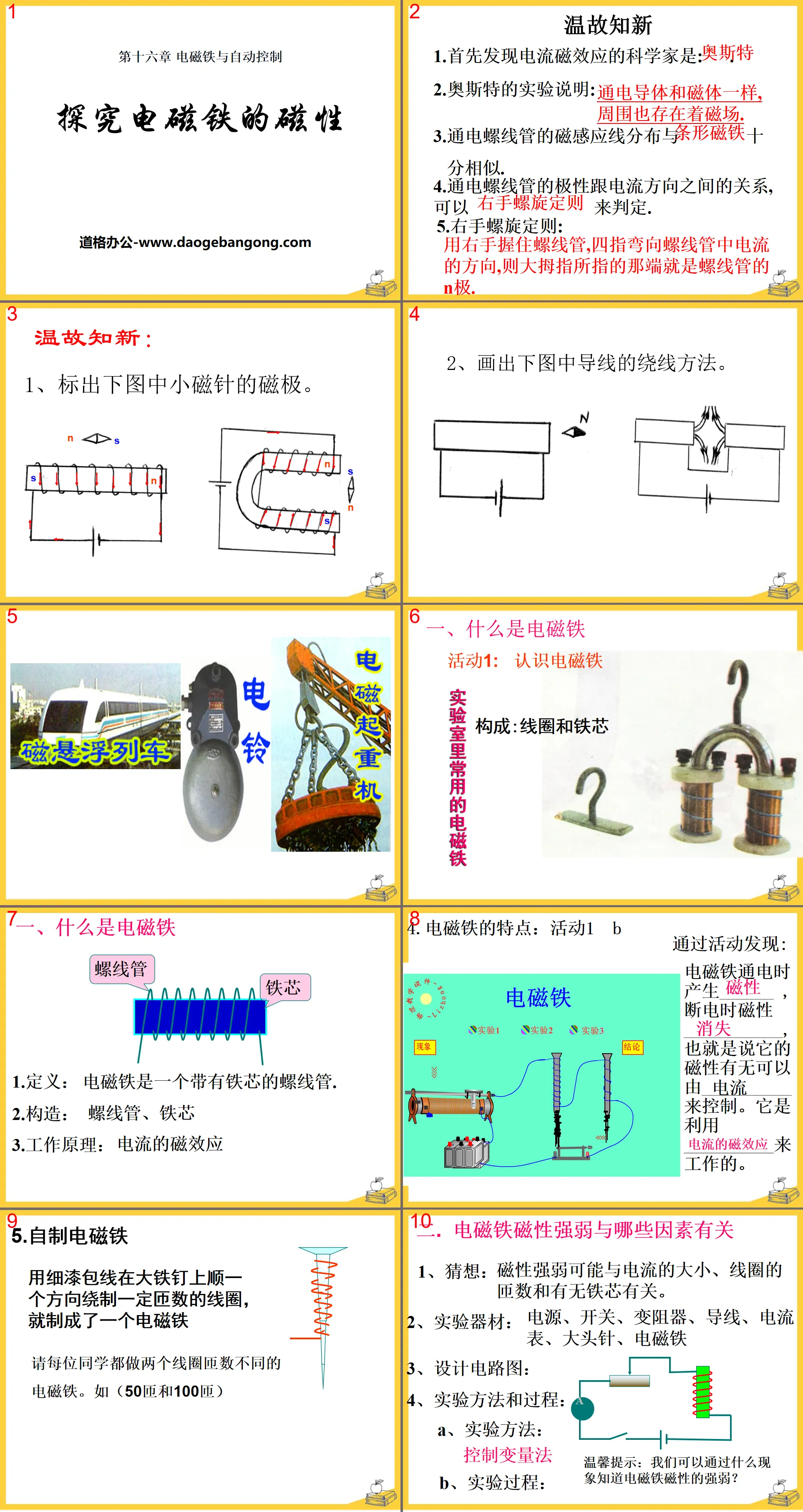 "Exploring the Magnetism of Electromagnets" Electromagnets and Automatic Control PPT Courseware