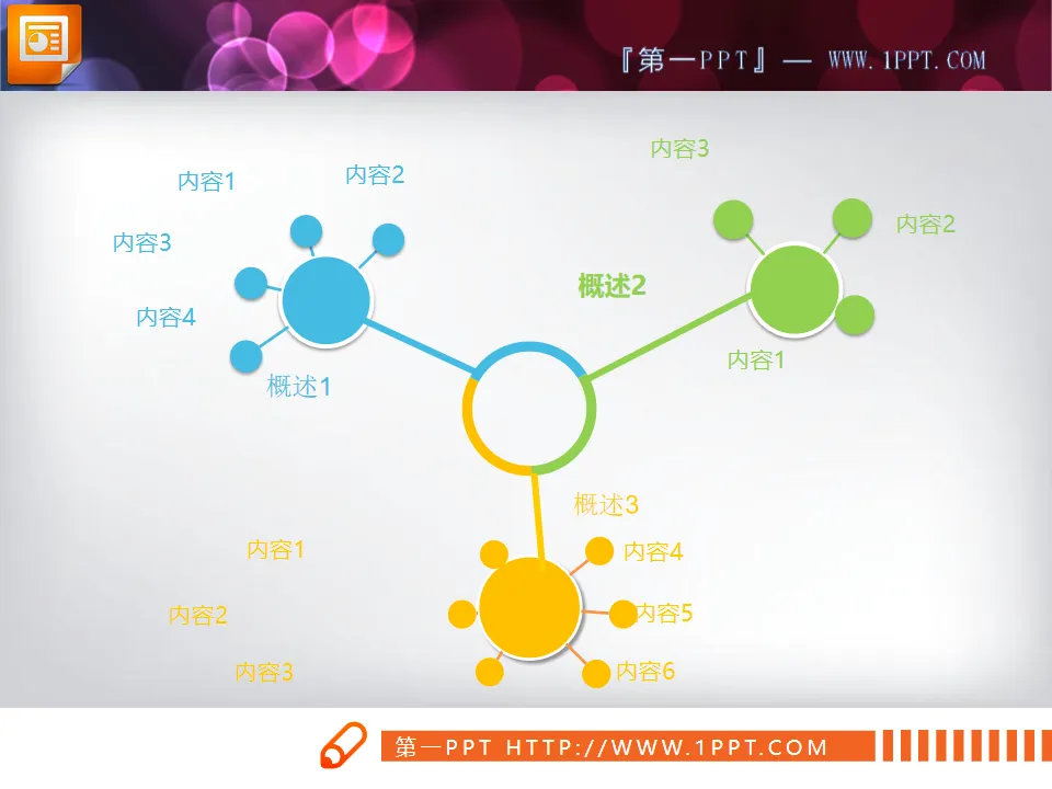 樹狀擴散關係PowerPoint圖表模板