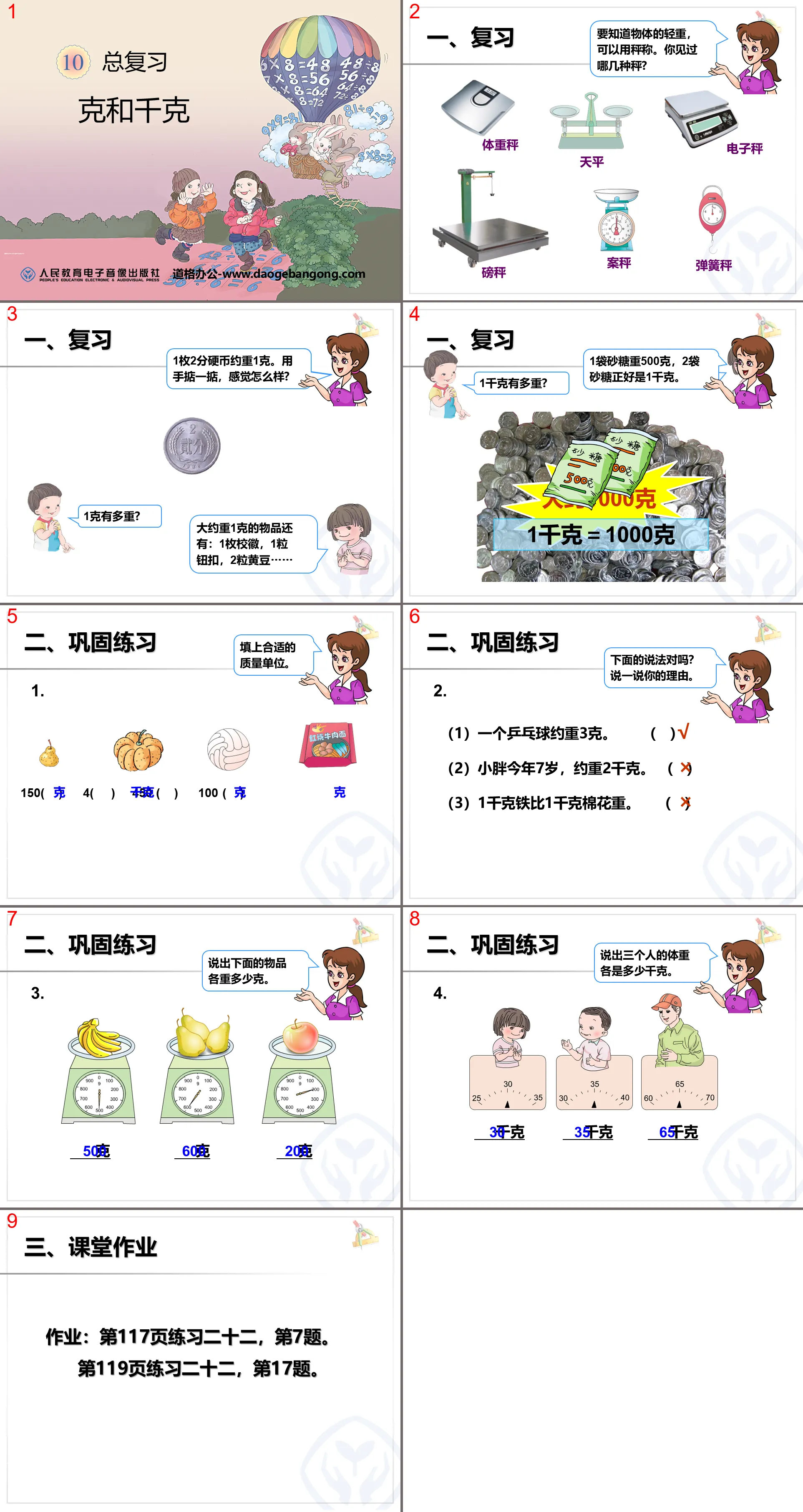 "Grams and Kilograms" general review PPT courseware