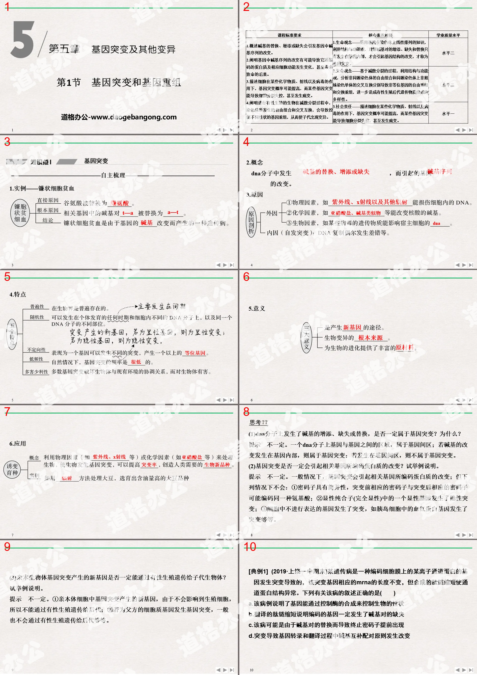 《基因突变和基因重组》基因突变及其他变异PPT课件