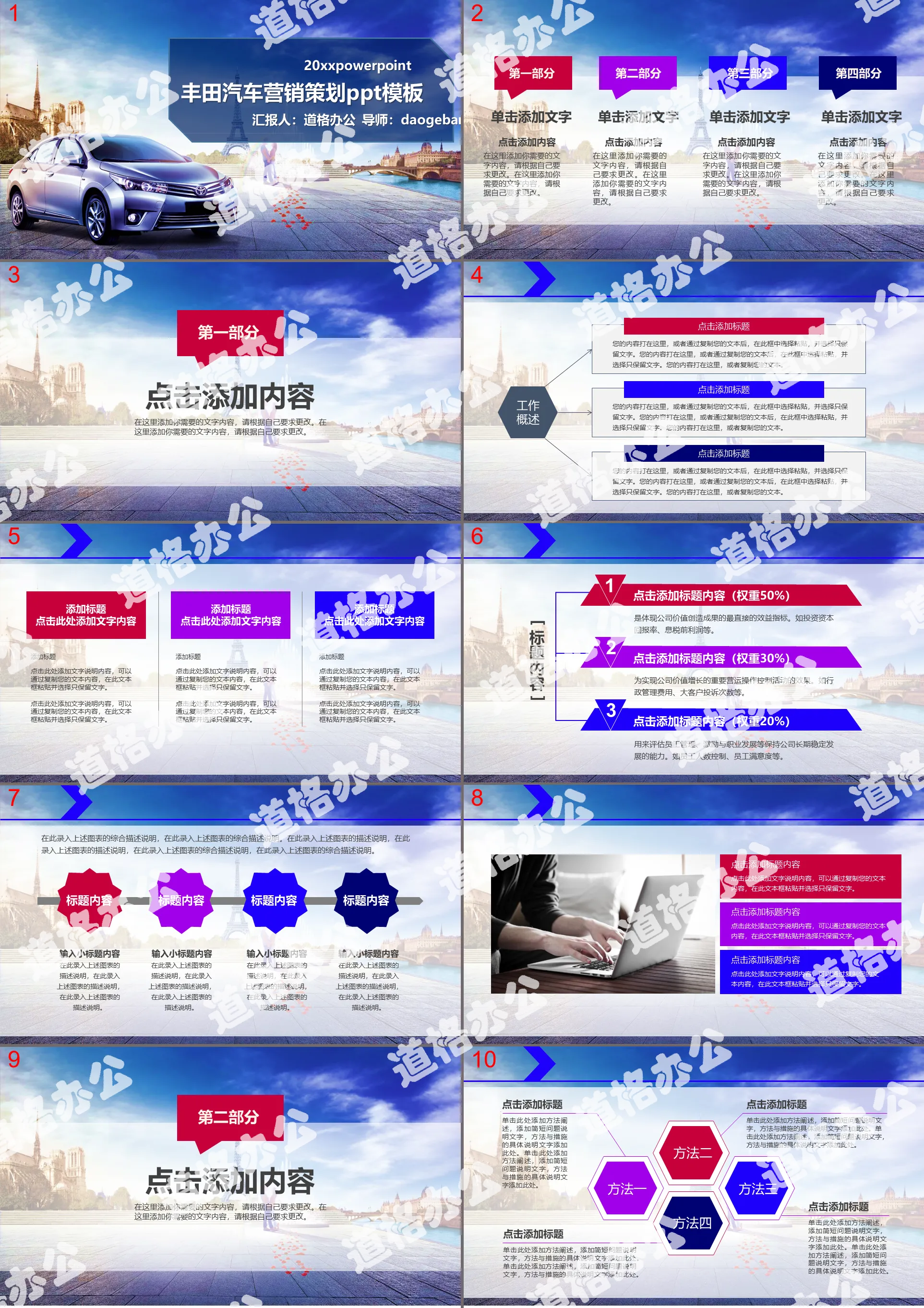 Toyota car sales marketing plan PPT template