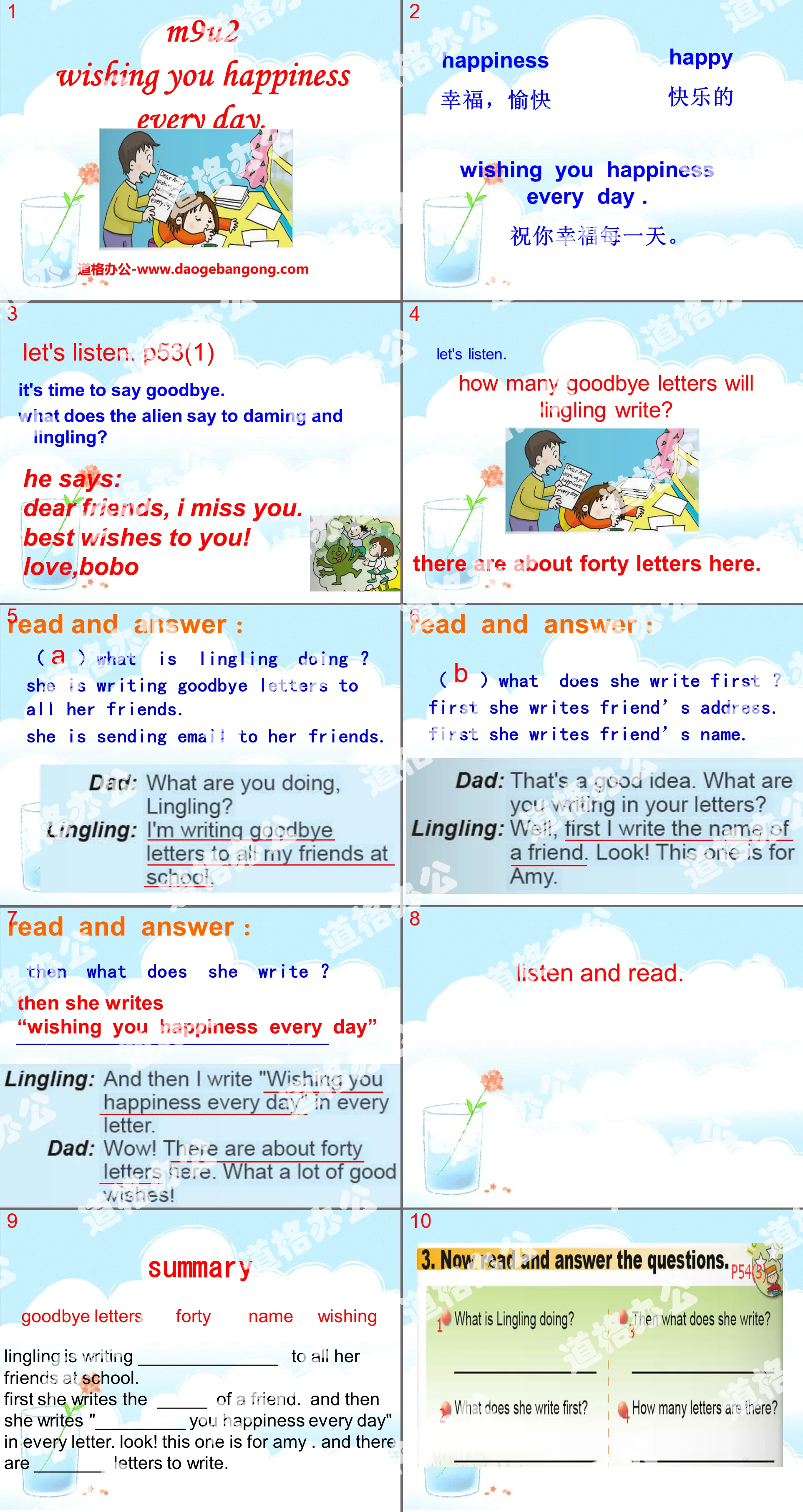 "Wishing you happiness every day" PPT courseware