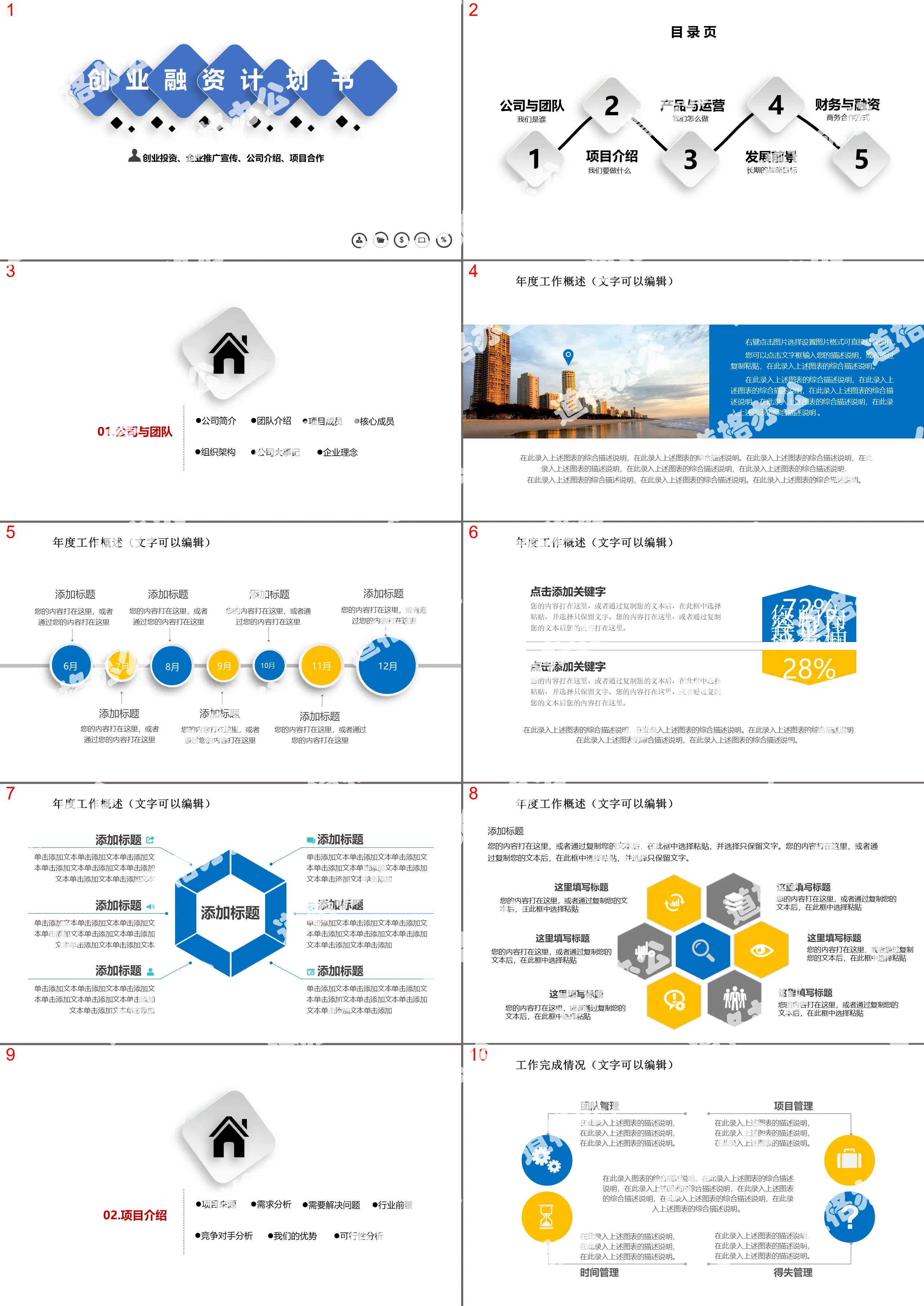 Simple blue business financing plan PPT template free download