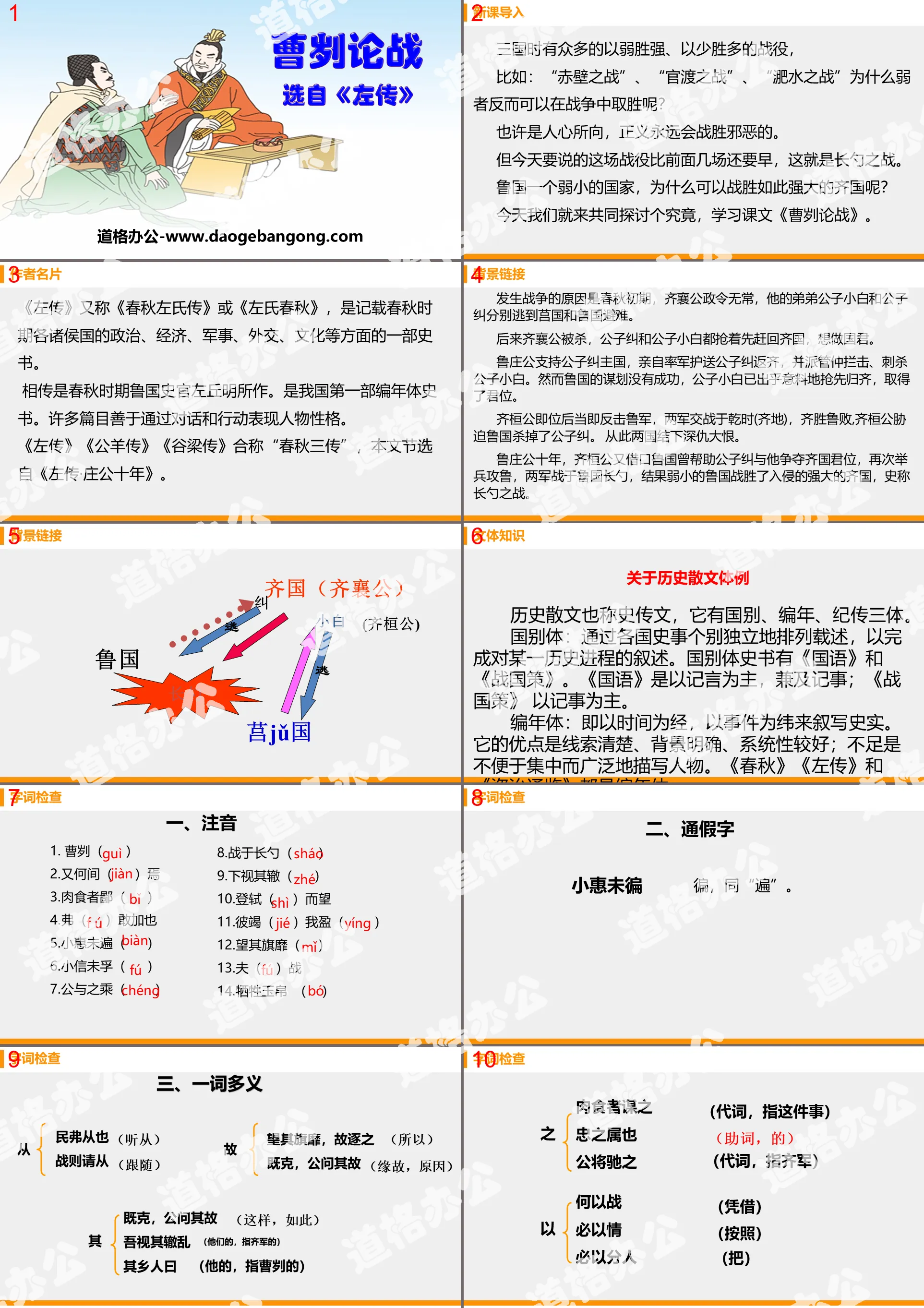 "The Debate on Cao GUI" PPT high-quality courseware download