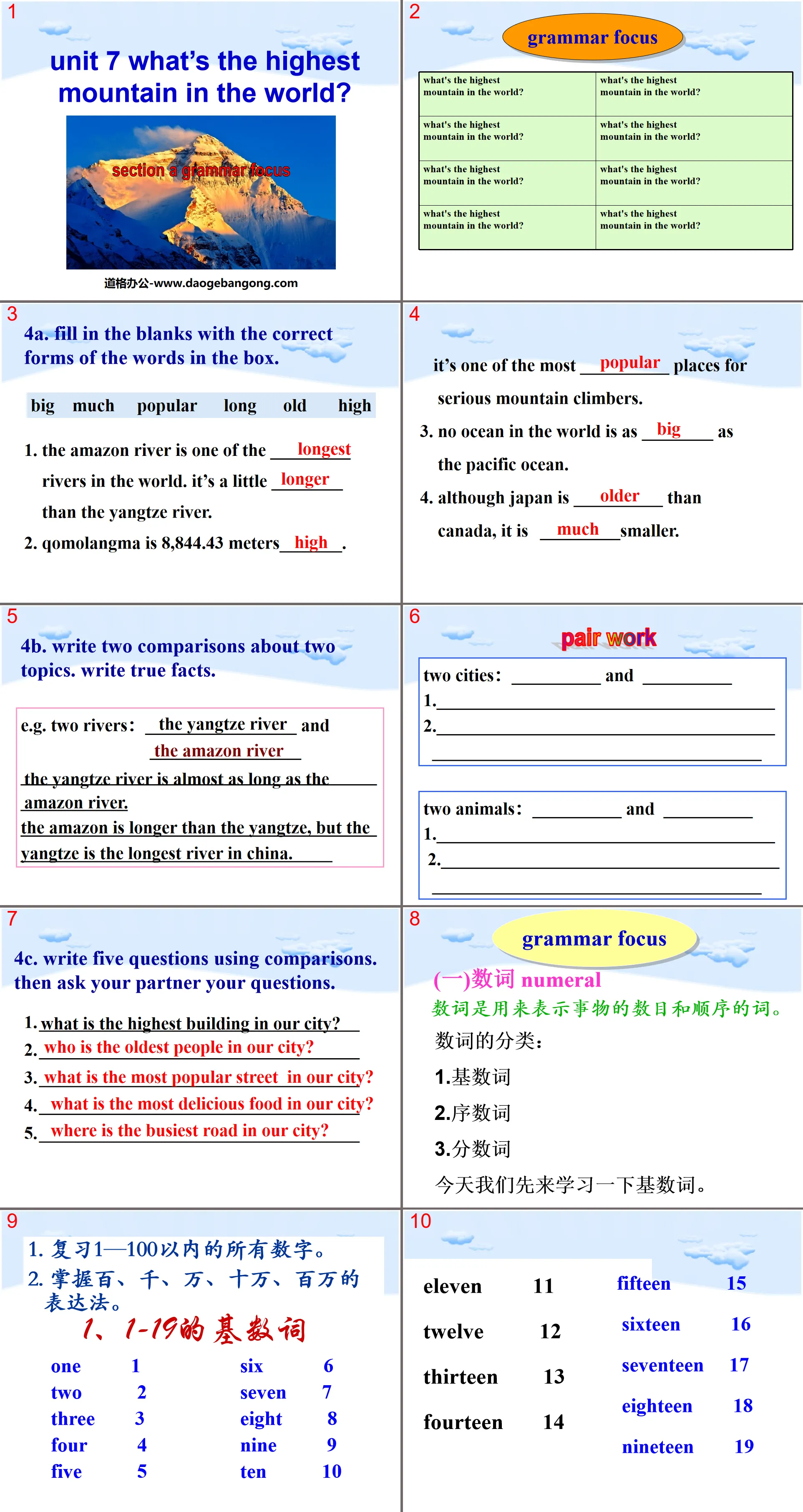 "What's the highest mountain in the world?" PPT courseware 6