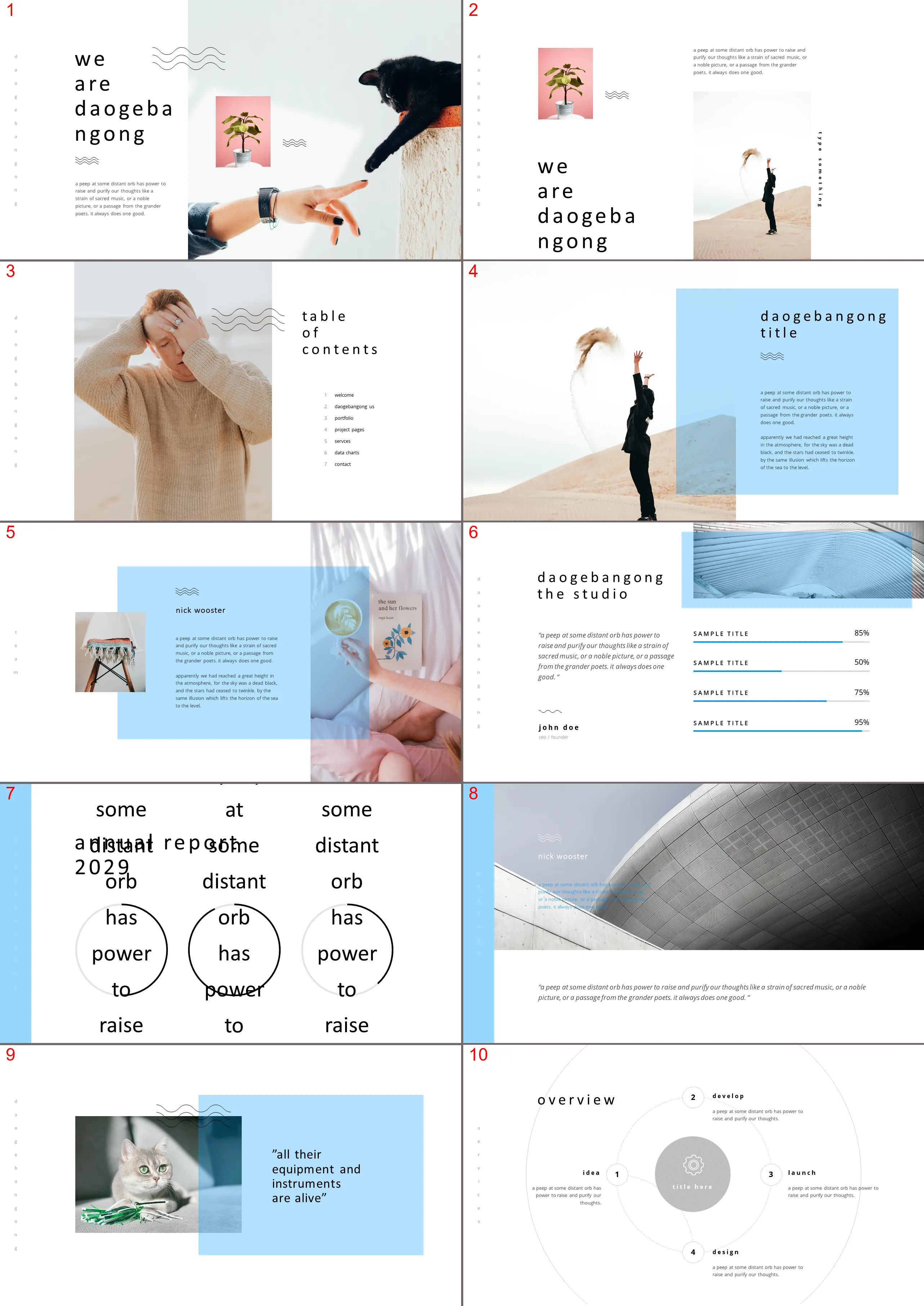 European and American style PPT template with character gestures and black cat background