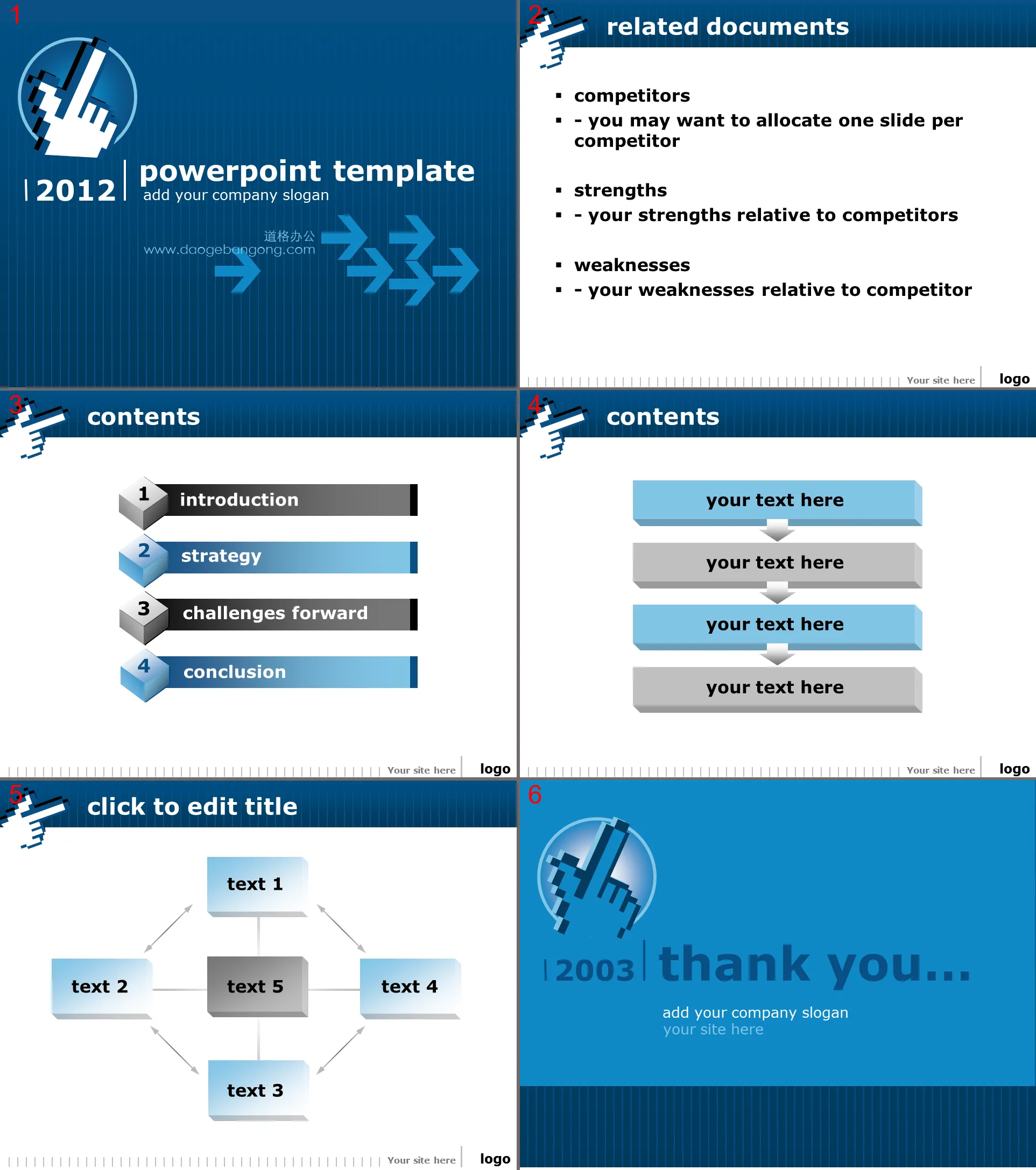 Blue business click PPT template download