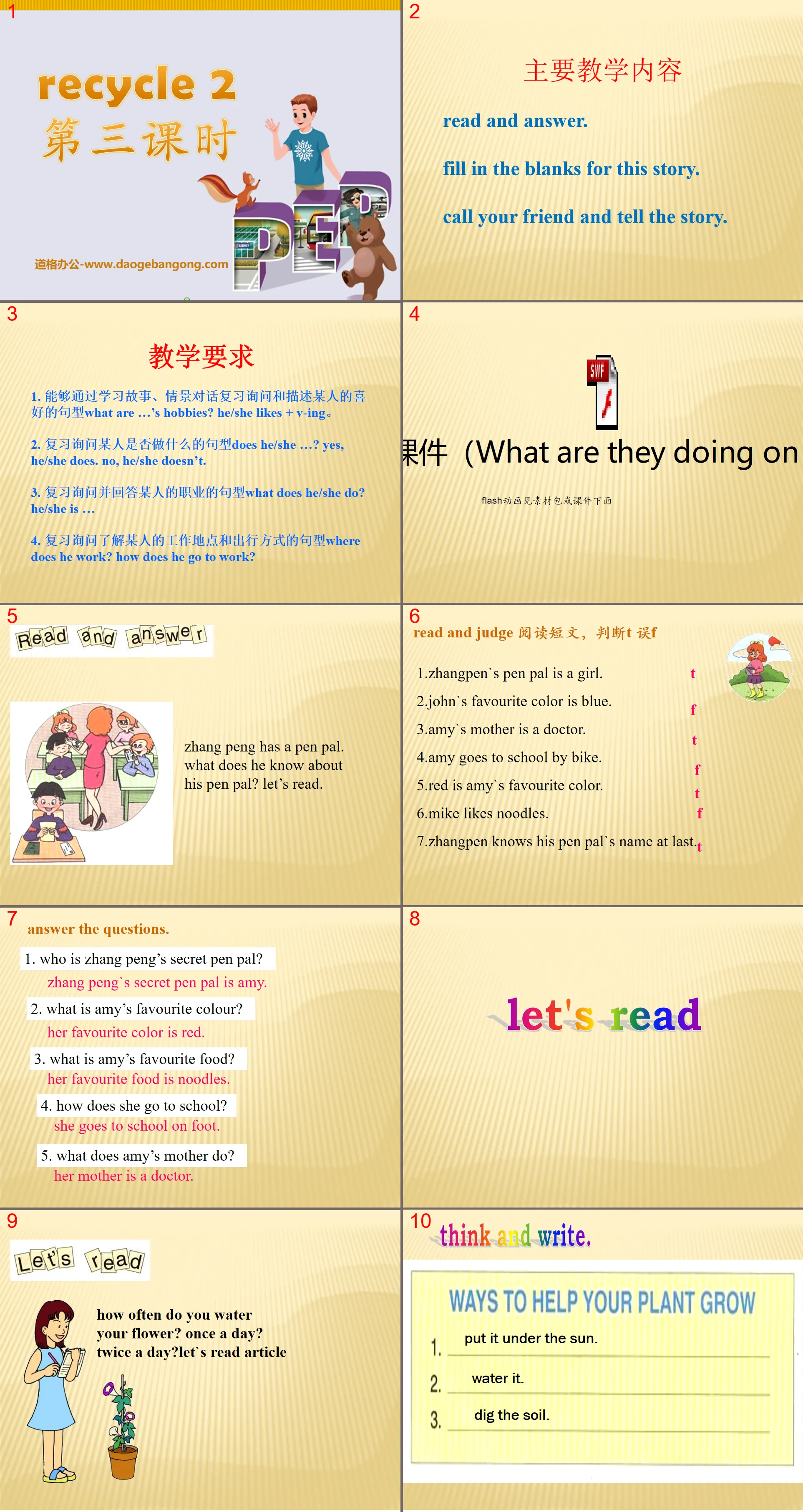 PEP PEP sixth grade English volume 1 "recycle2" PPT courseware 4