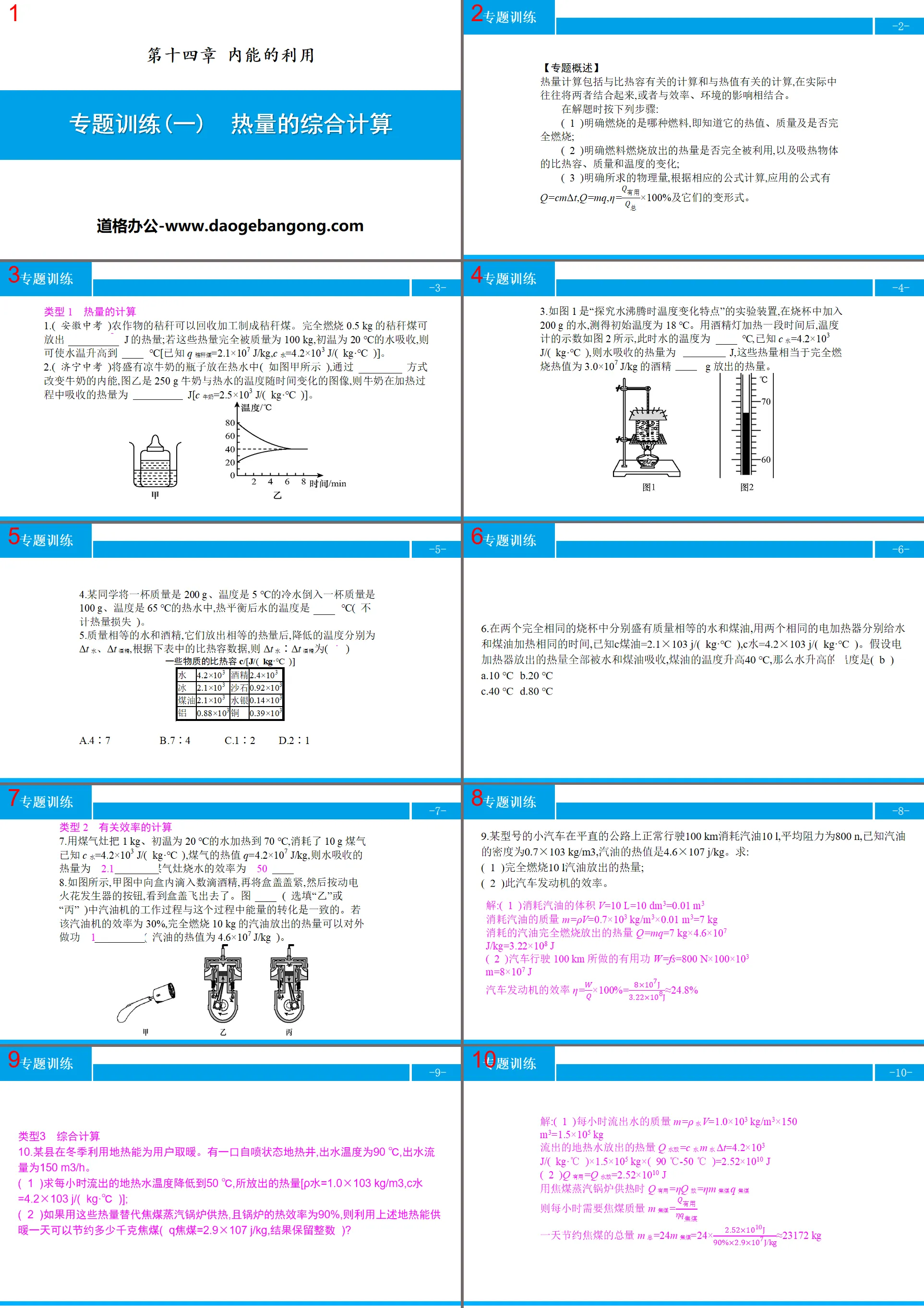 《热量的综合计算》内能的利用PPT
