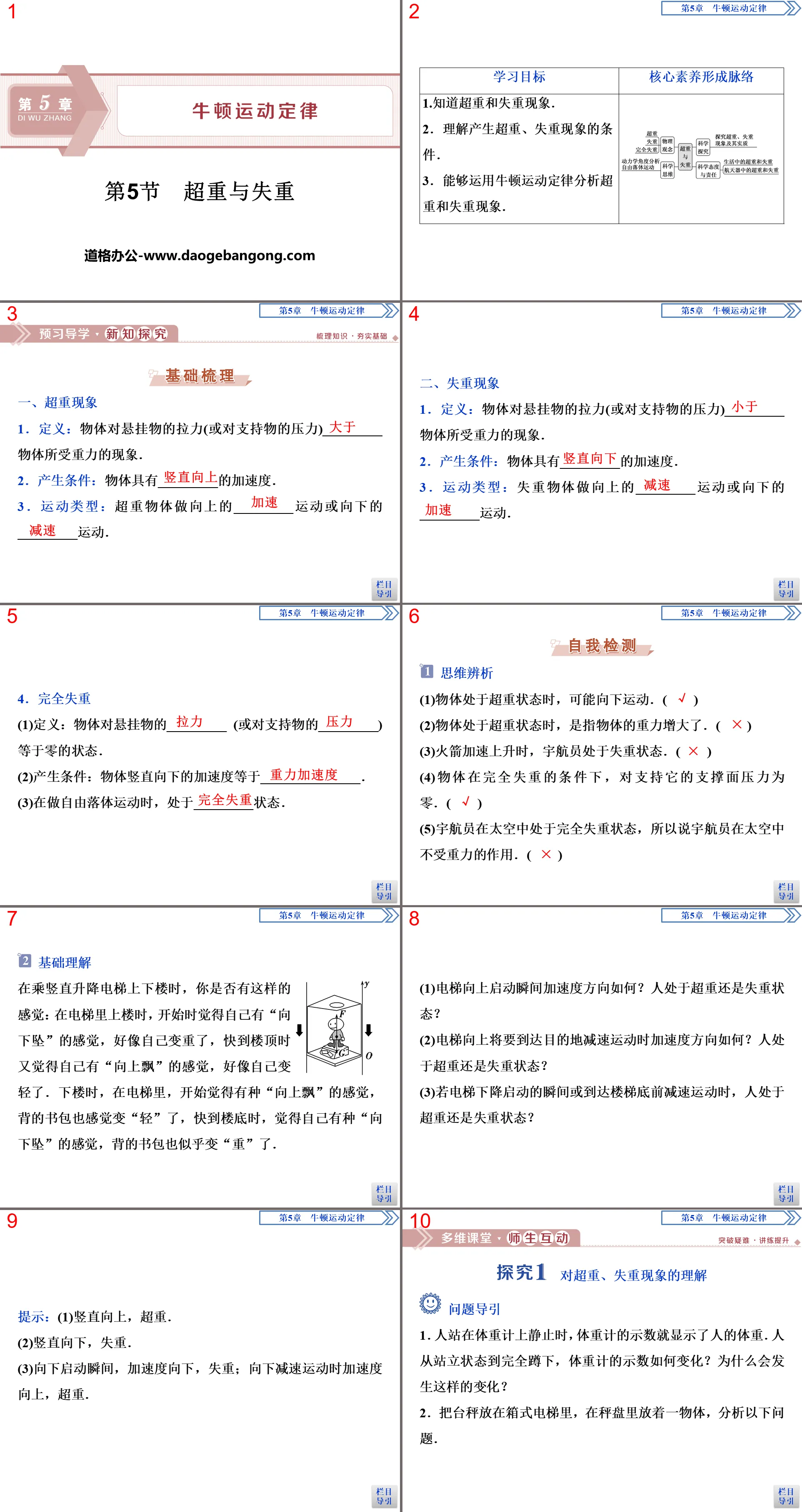 《超重與失重》牛頓運動定律PPT