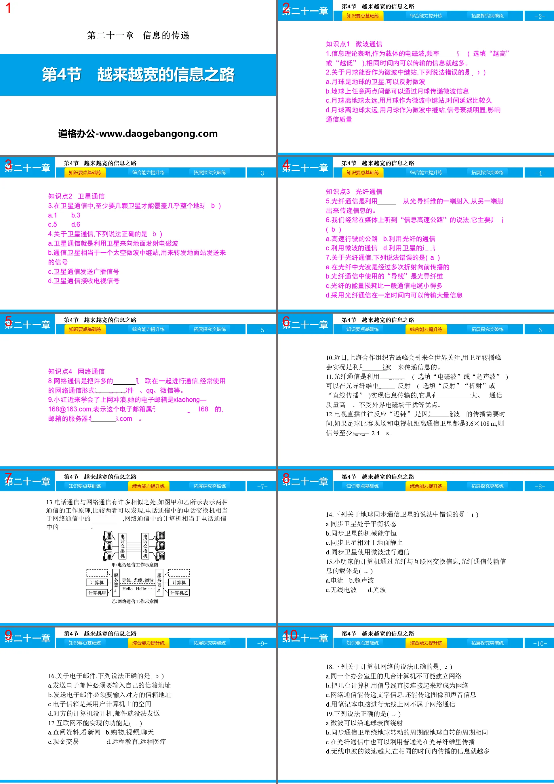 《越来越宽的信息之路》信息的传递PPT
