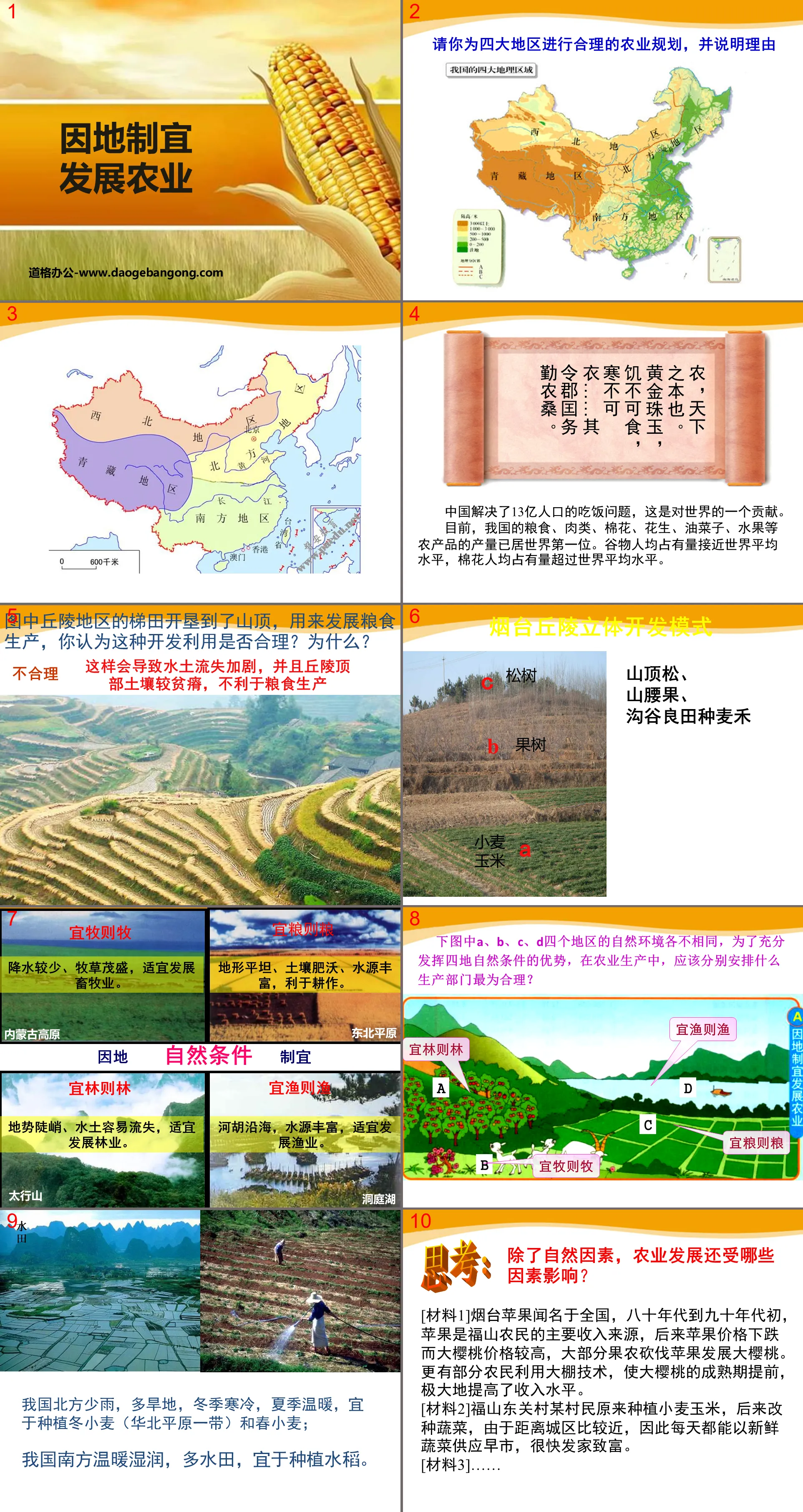 "Developing Agriculture According to Local Conditions" PPT courseware