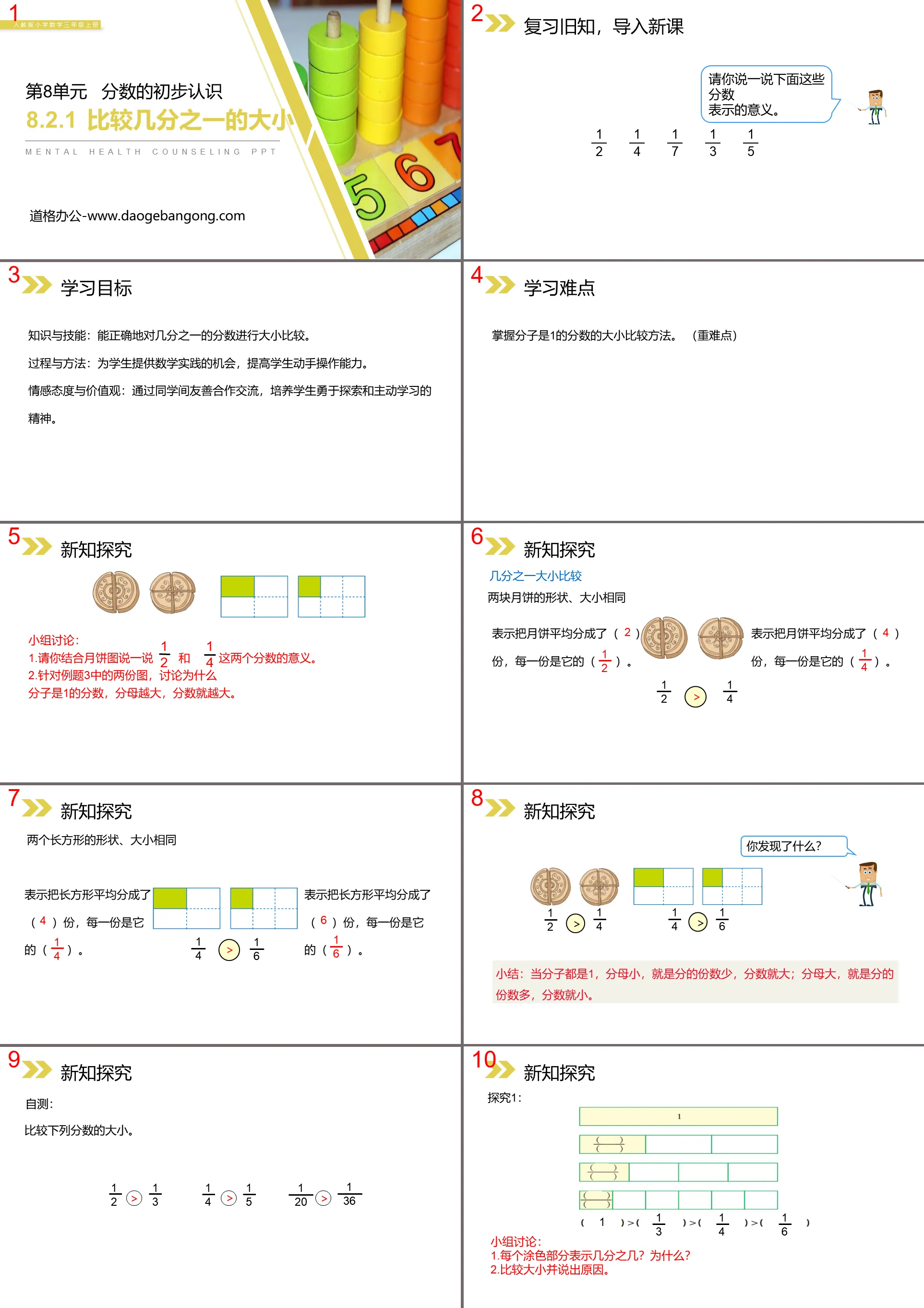 《比较几分之一的大小》PPT课件下载