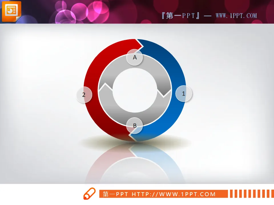 Diagramme PPT des relations entre cycles tridimensionnels en couleurs