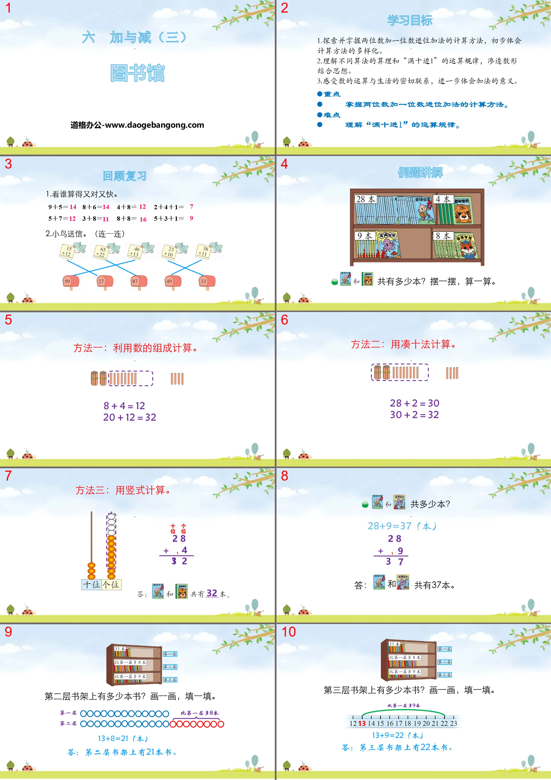 "Library" addition and subtraction PPT