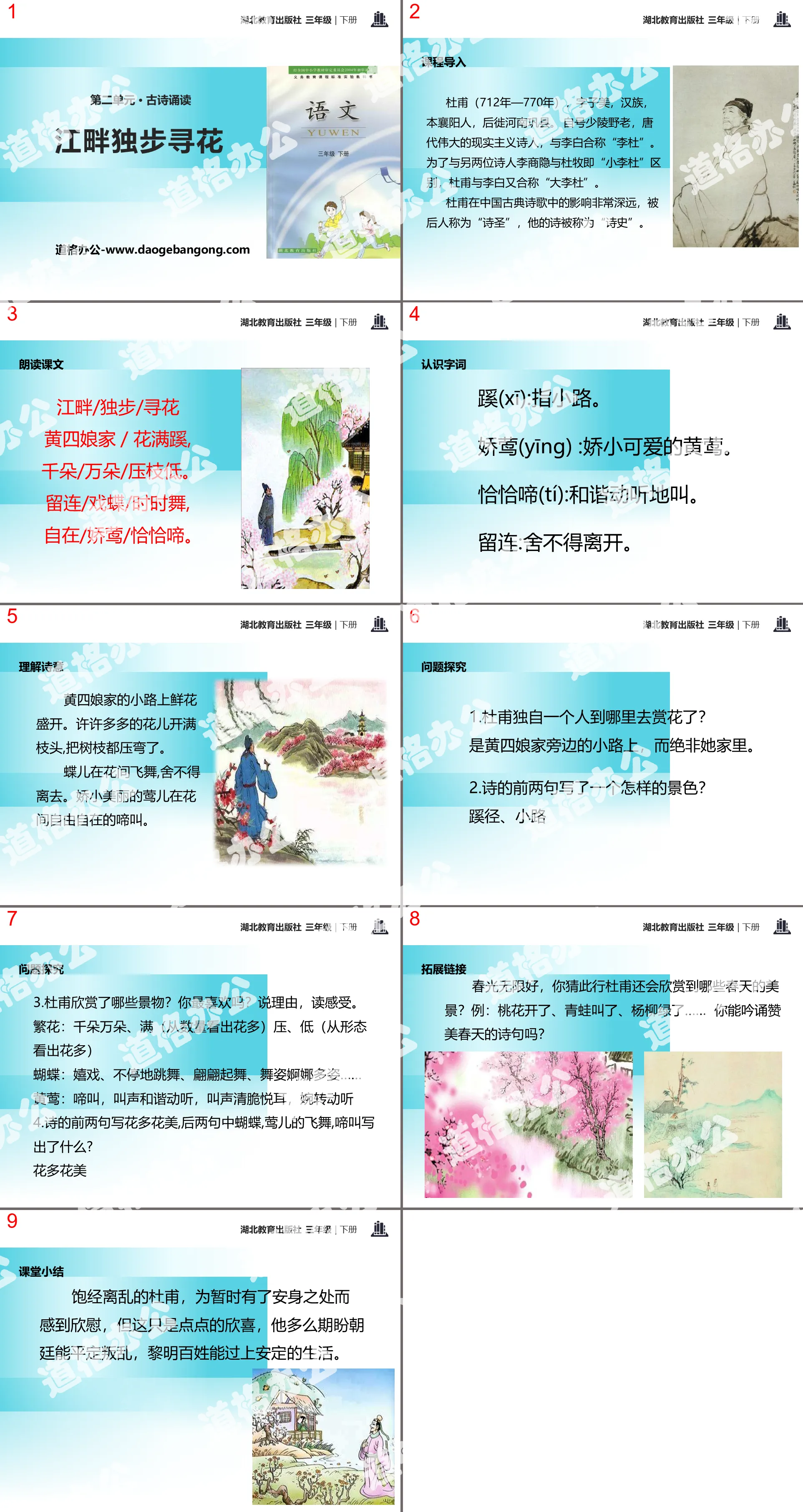 《江畔独步寻花》PPT
