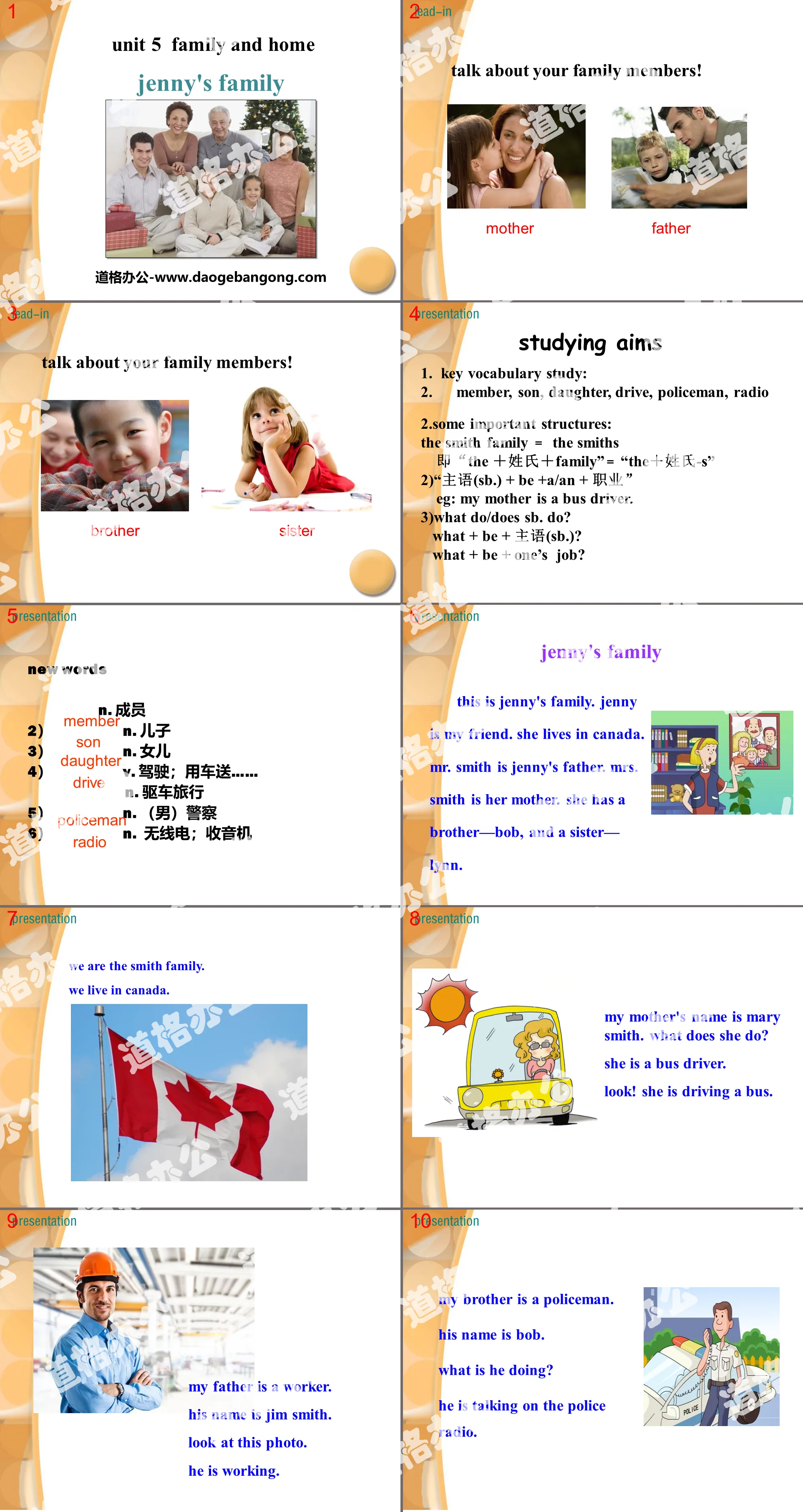 "Jenny's Family" Family and Home PPT download