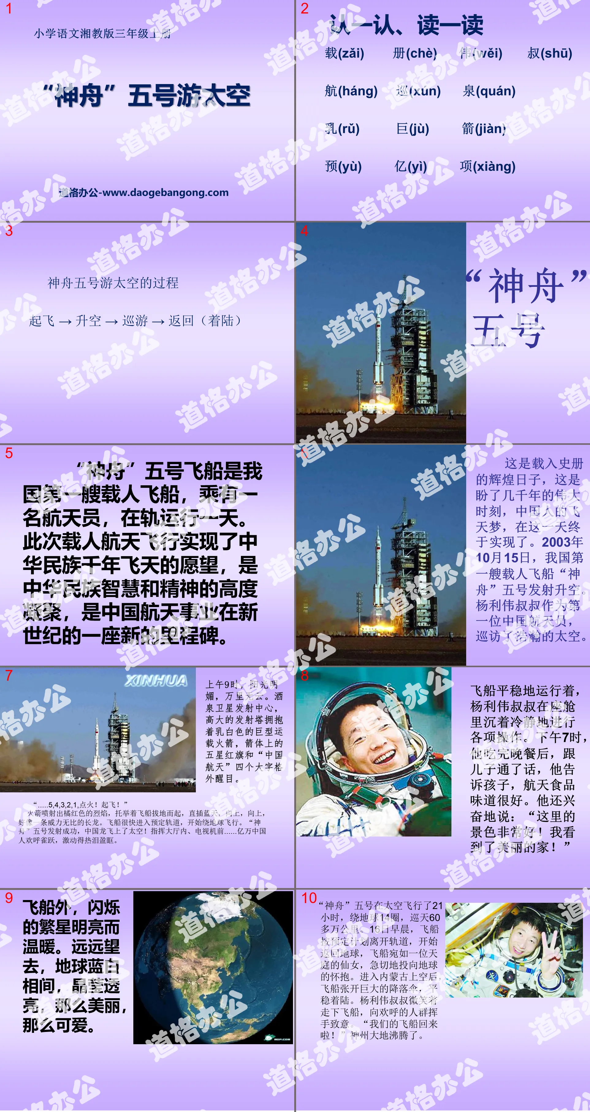 "Shenzhou 5 Space Tour" PPT courseware 5