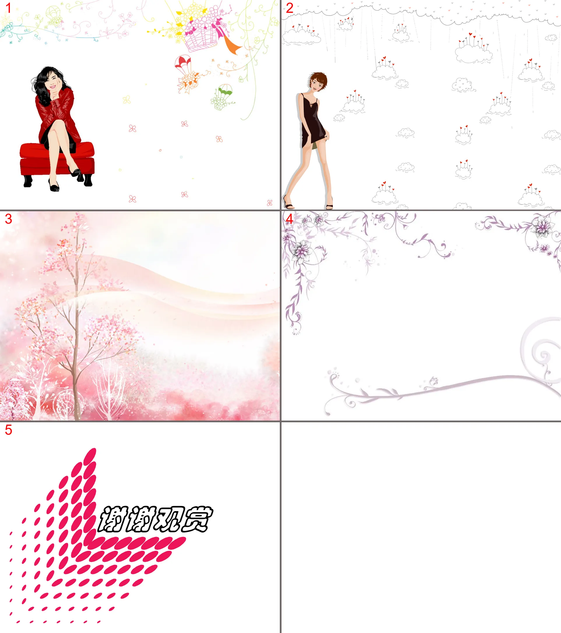 Fashion slideshow template download with cartoon beauty background