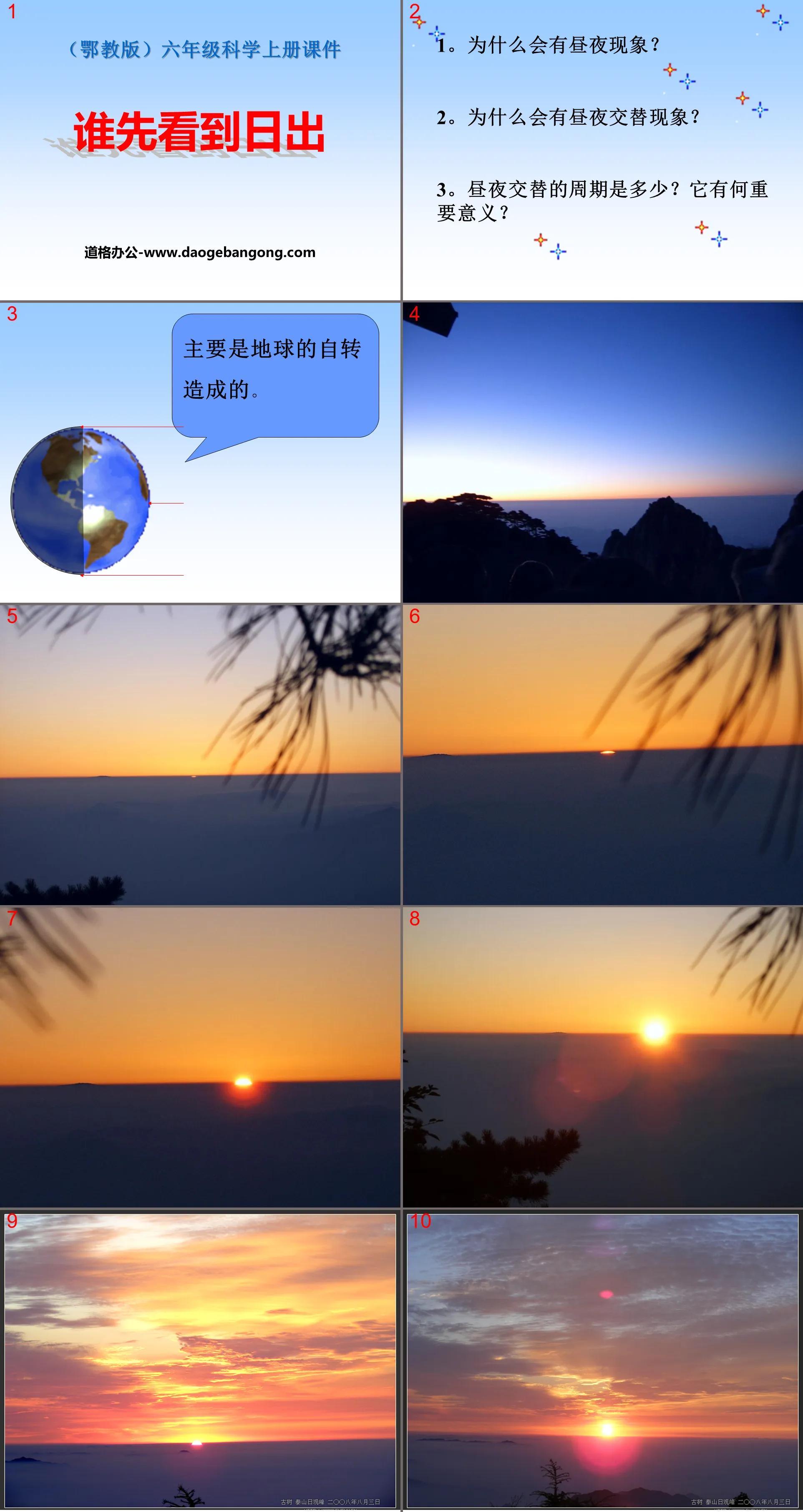 "Who Sees the Sunrise First" A Day on Earth PPT Courseware 2