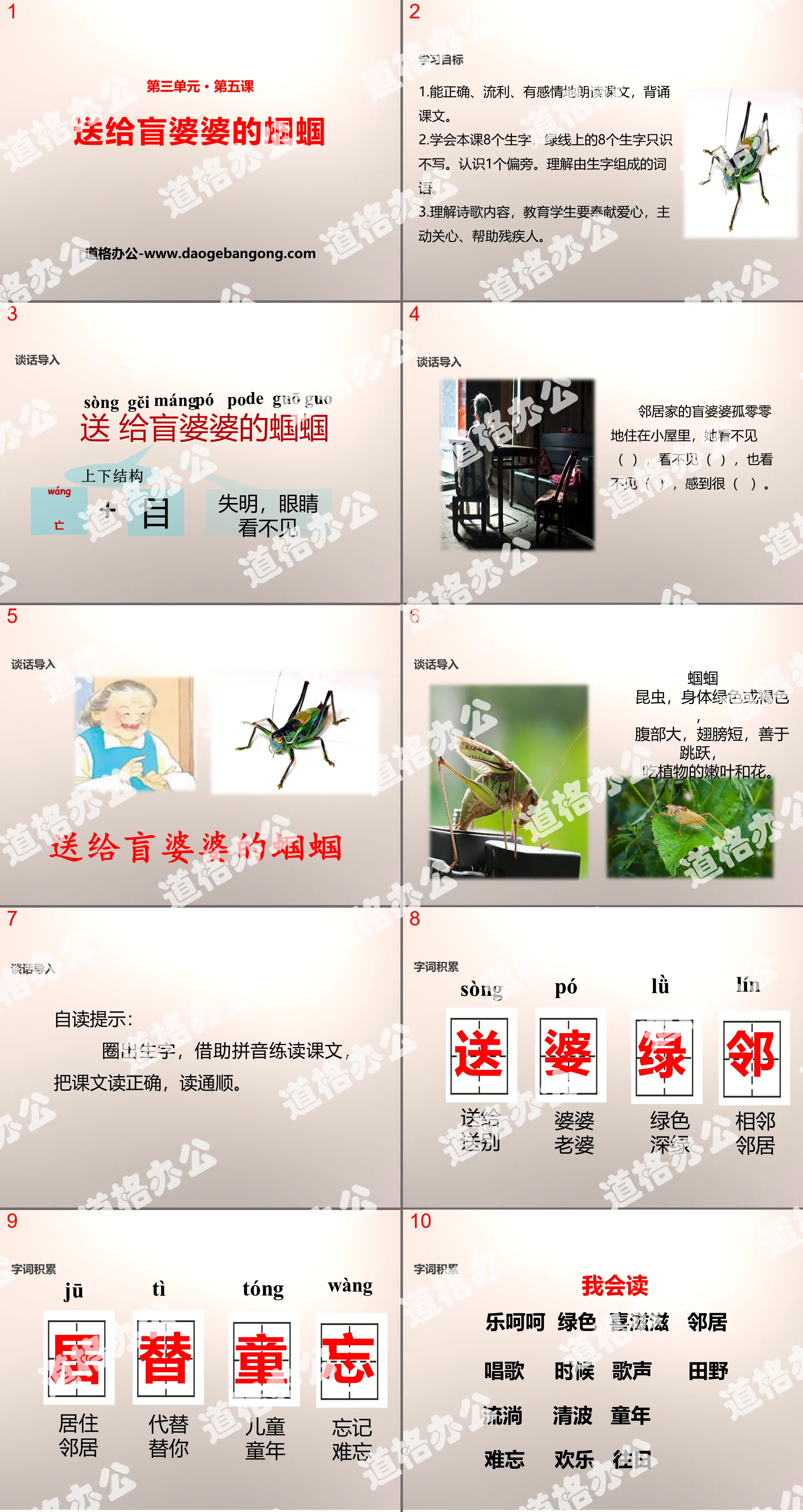 《送给盲婆婆的蝈蝈》PPT
