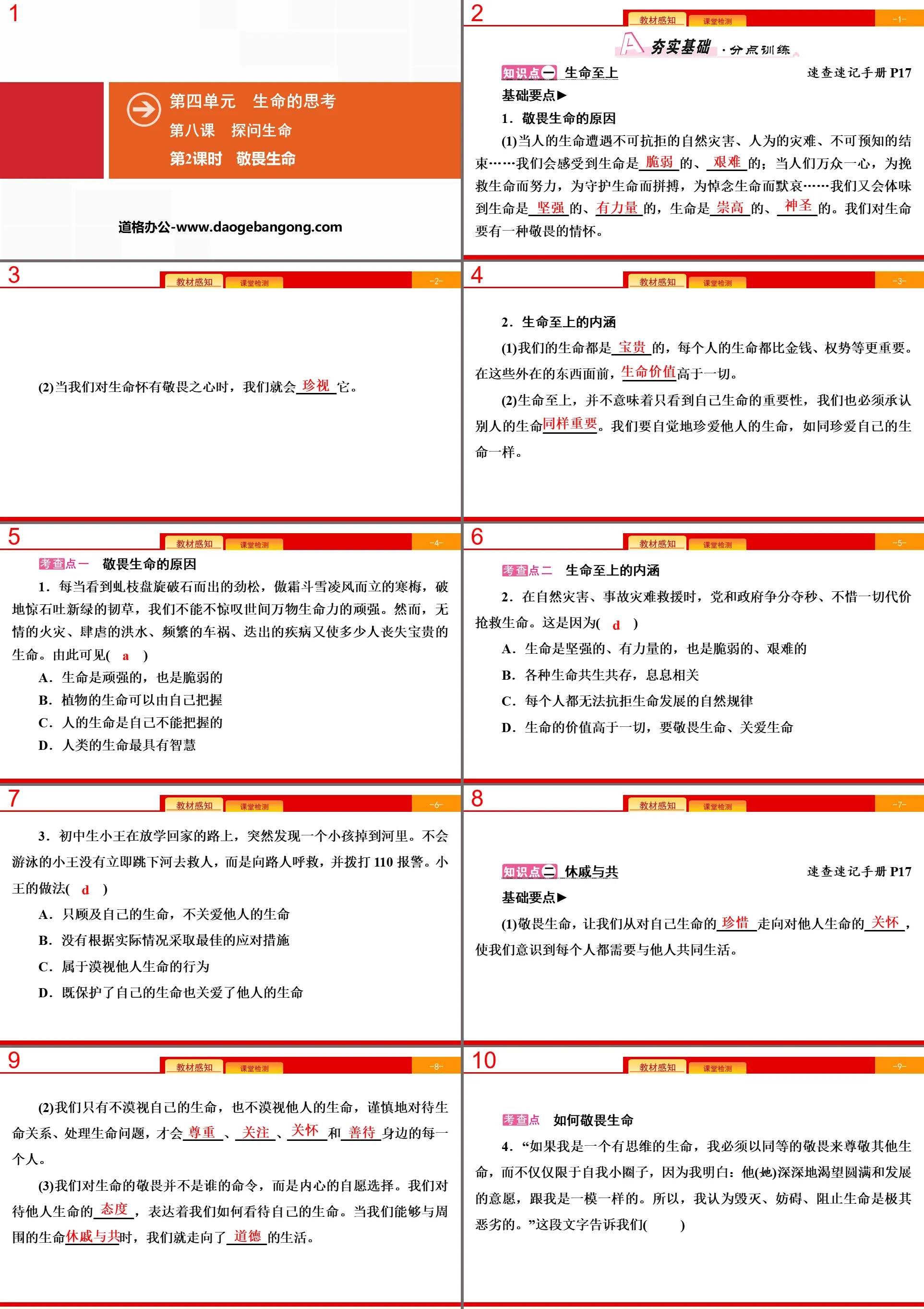 《探問生命》生命的思考PPT(第2課時敬畏生命)