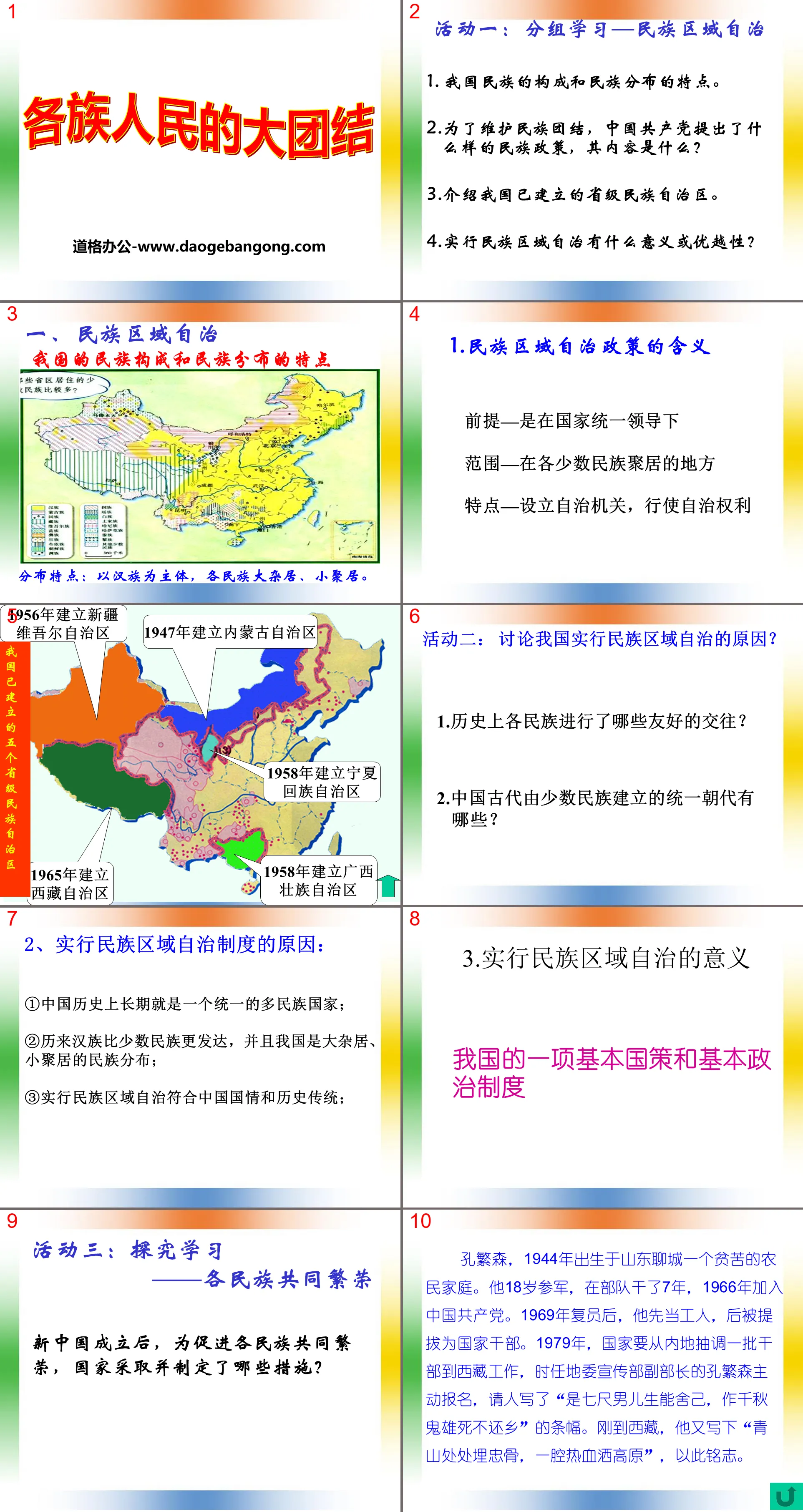 "The Great Unity of the People of All Nationalities" National Unity and the Reunification of the Motherland PPT Courseware 3