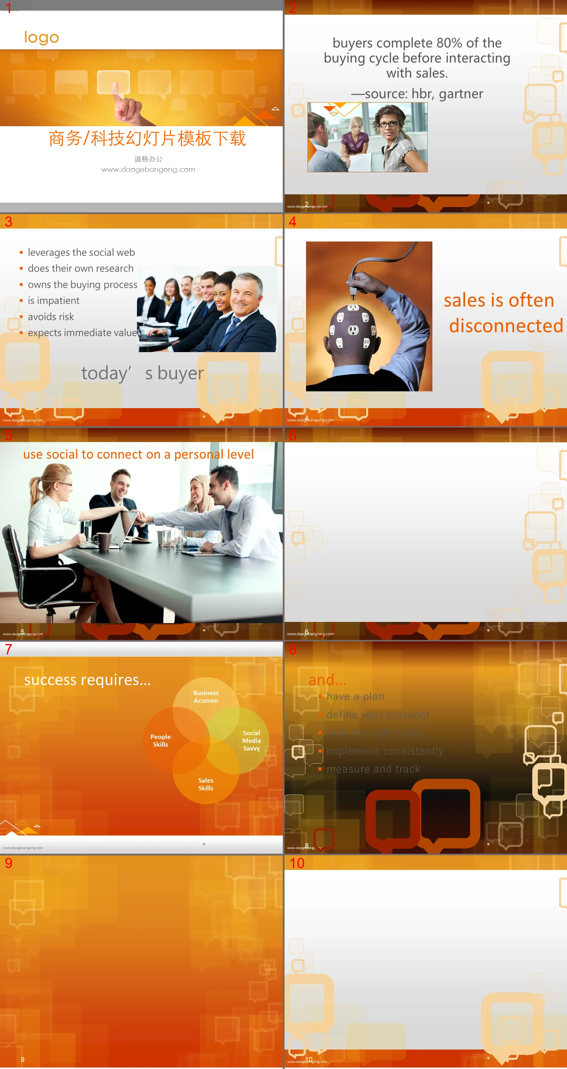 European and American concise and elegant business technology slide template download