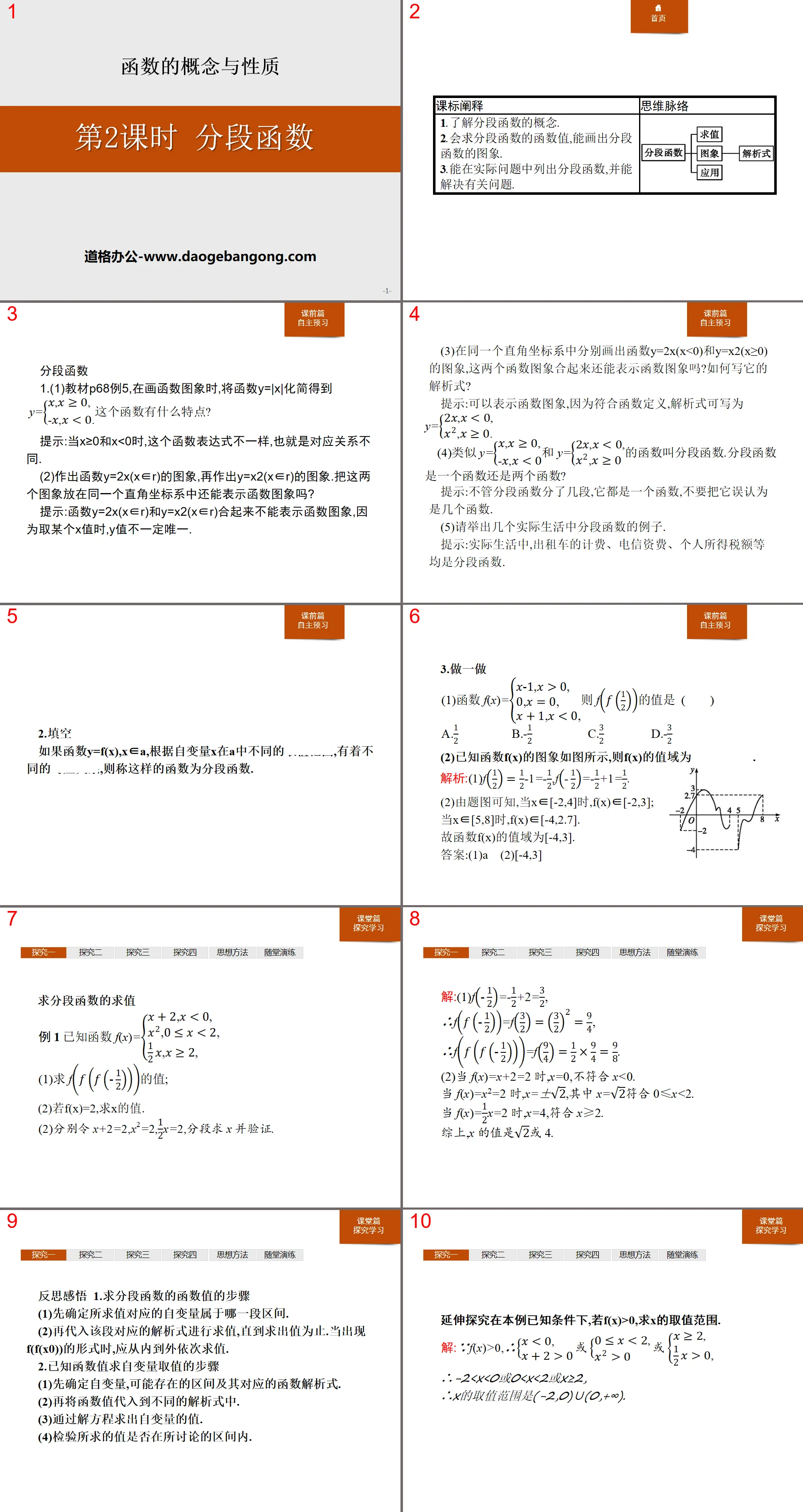 "Piecewise Function" Concept and Properties of Functions PPT