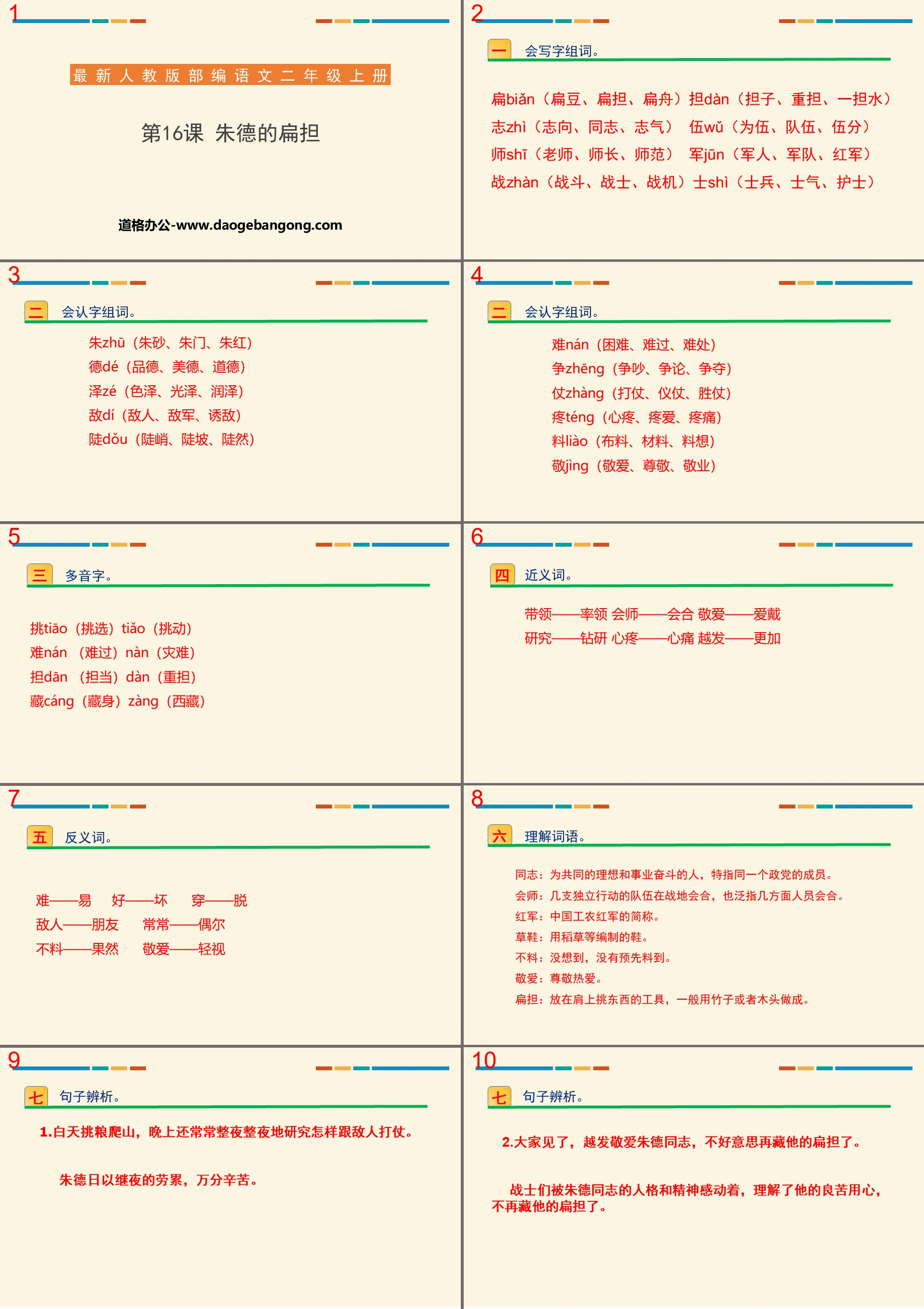 "Zhu De's Carrying Pole" PPT excellent courseware