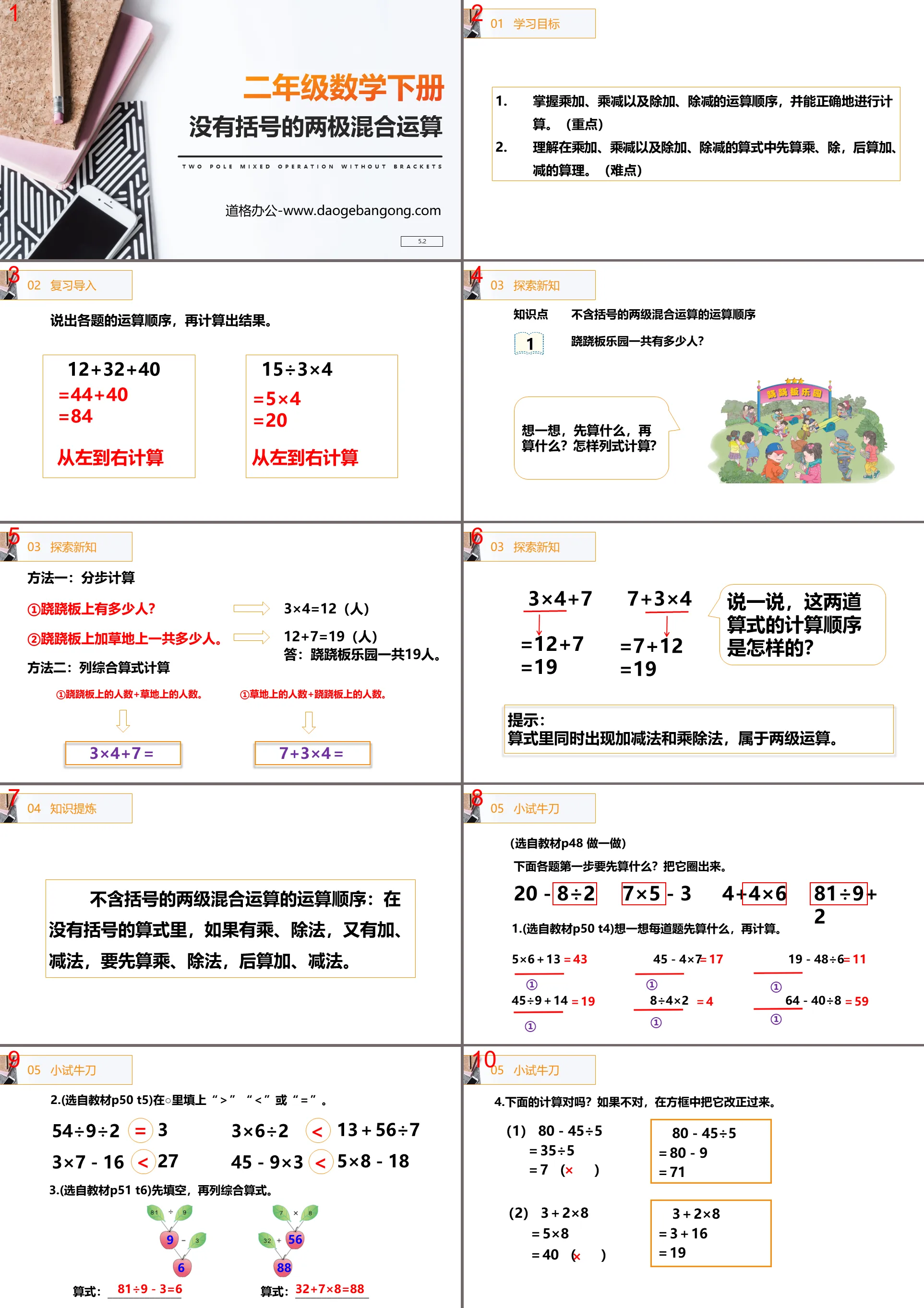 "Bipolar Mixed Operation without Parentheses" PPT courseware download