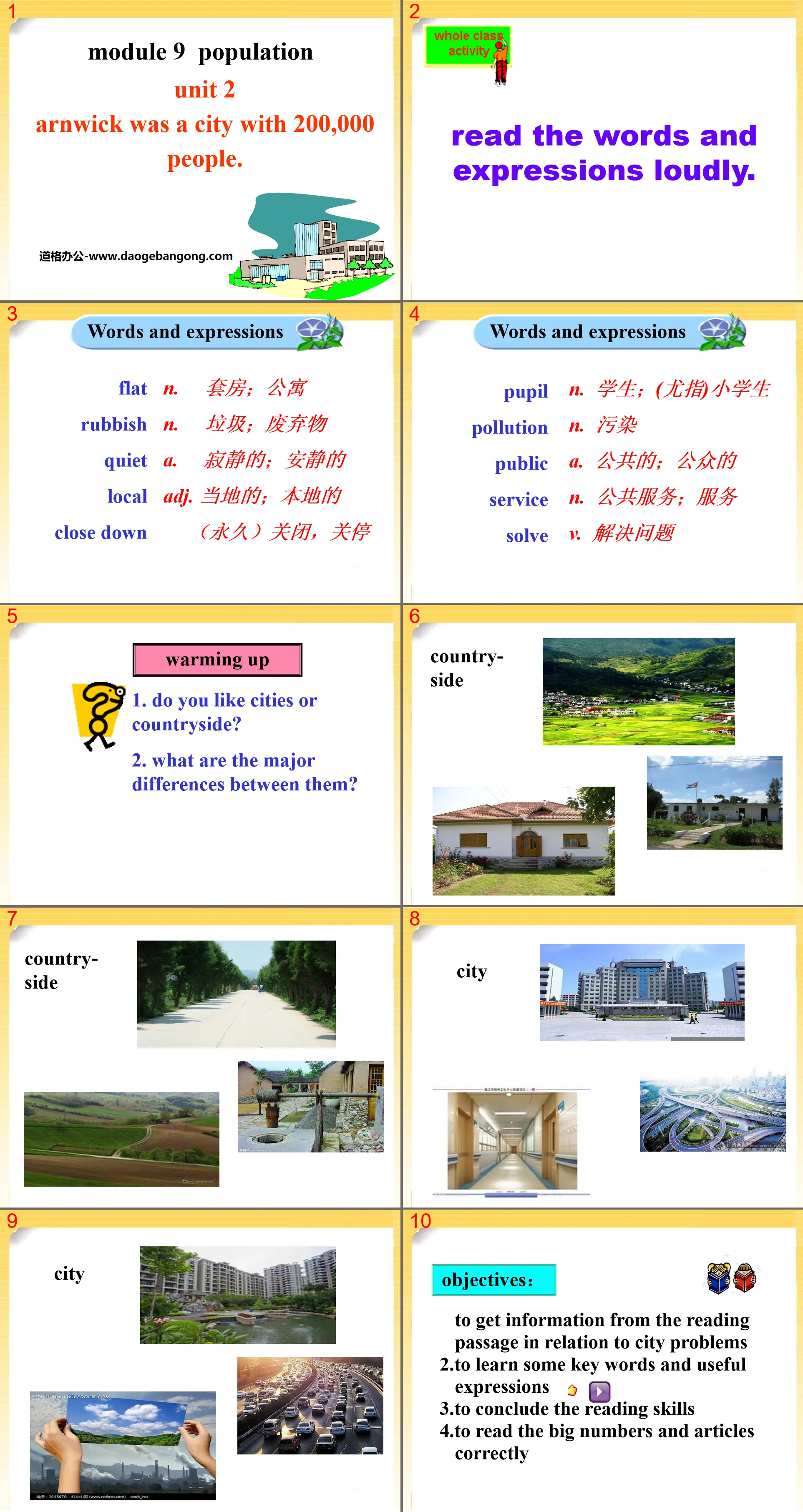 "Arnwick was a city with 200.000 people" Population PPT courseware 2