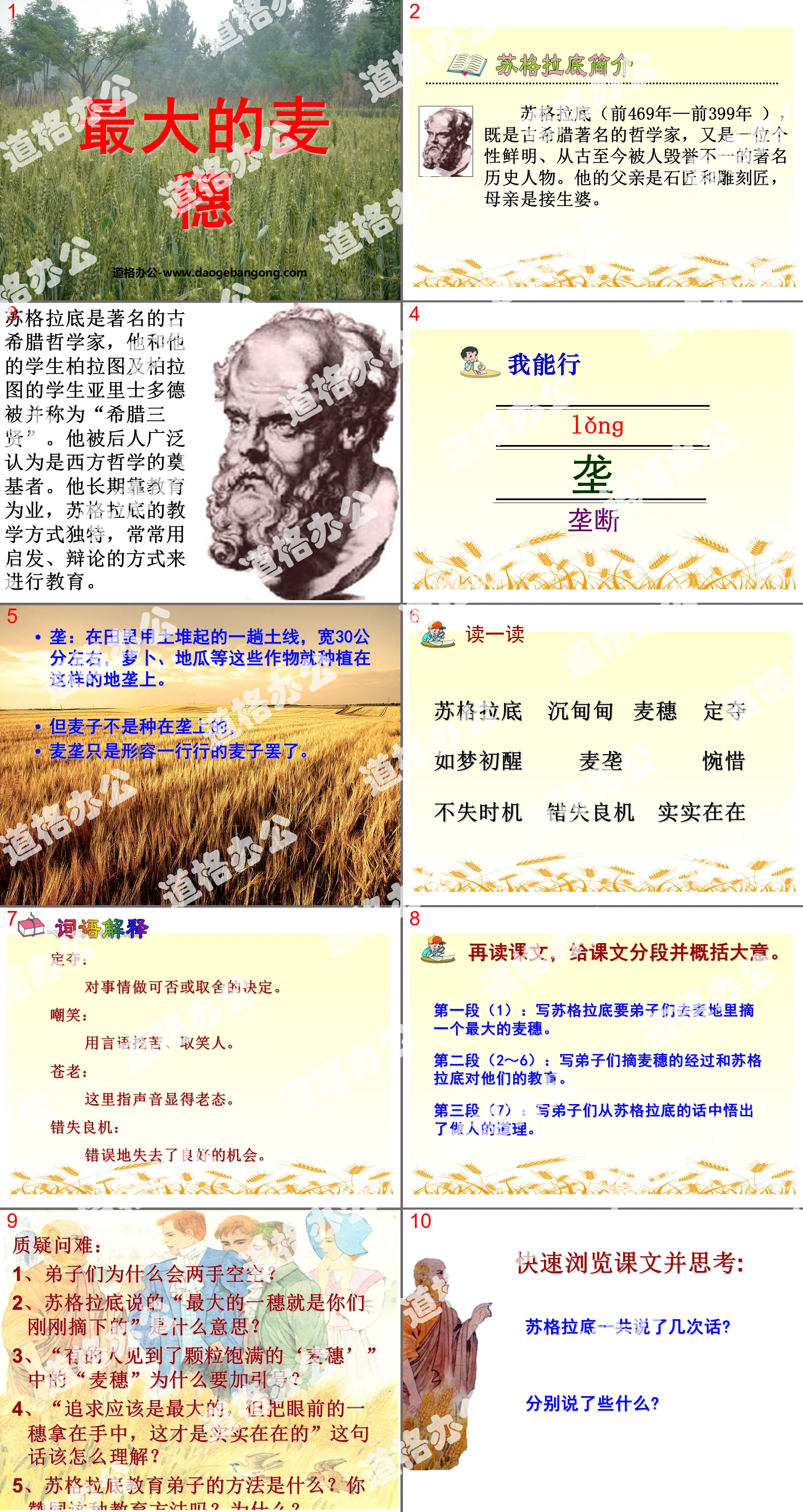"The Biggest Ear of Wheat" PPT Courseware 3