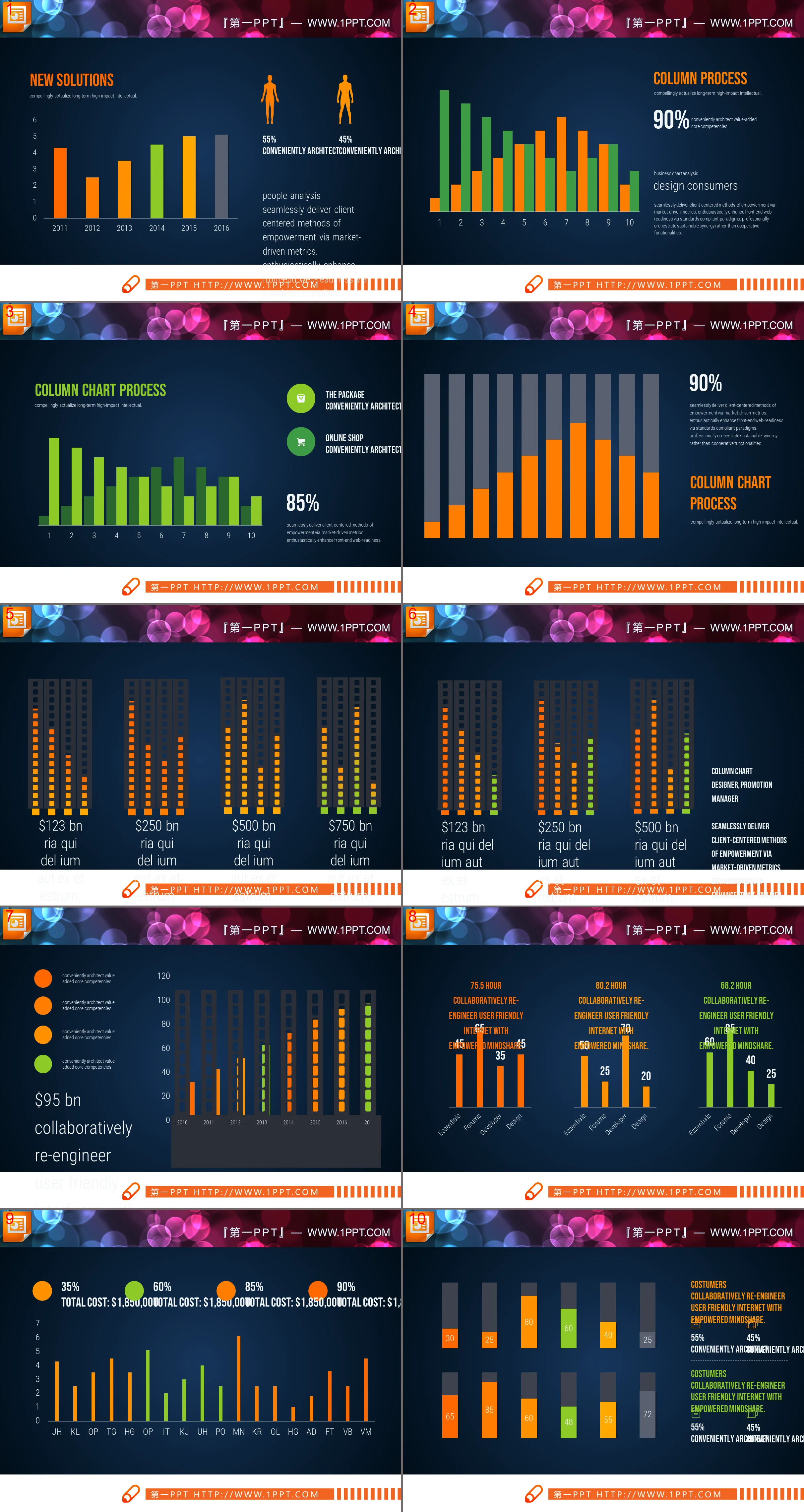 19 colorful and practical PPT histograms