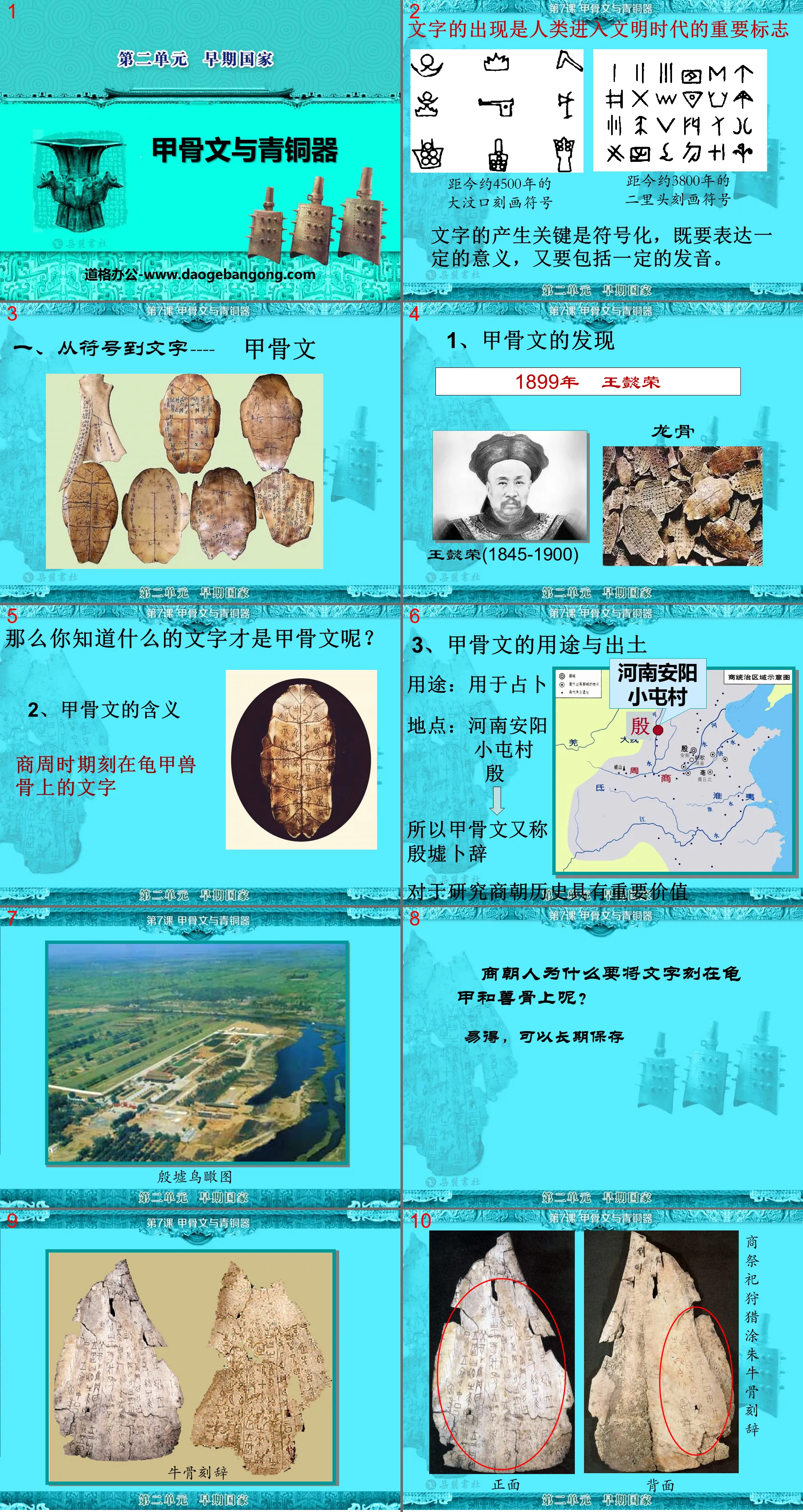 "Oracle Bone Inscriptions and Bronze Wares" Early National PPT Courseware 3