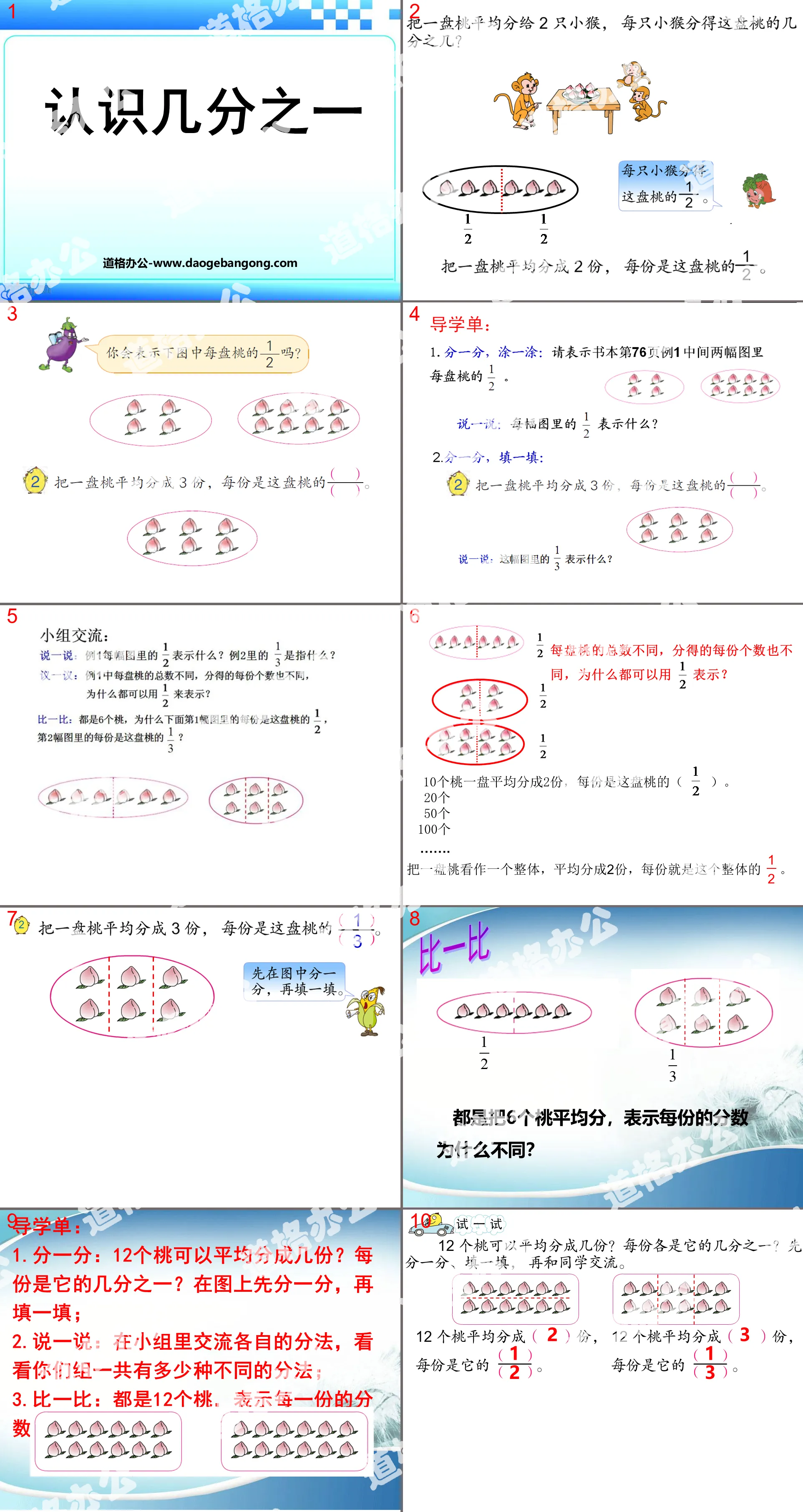 "Knowing Fractions" Preliminary Understanding of Fractions PPT Courseware 2