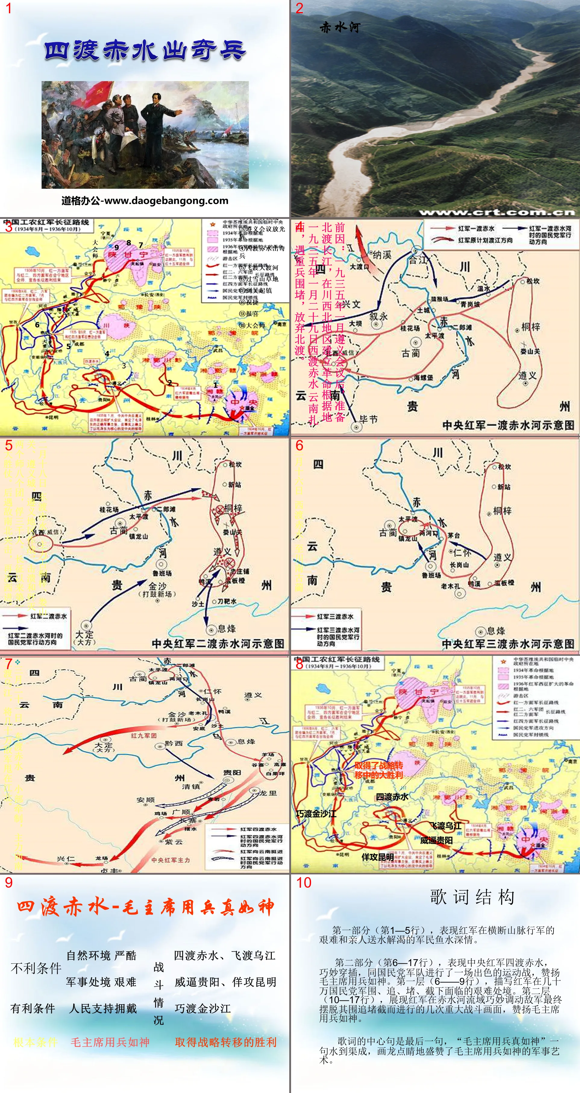 PPT courseware of "Surprise Soldiers crossing the Chishui River Four Times"