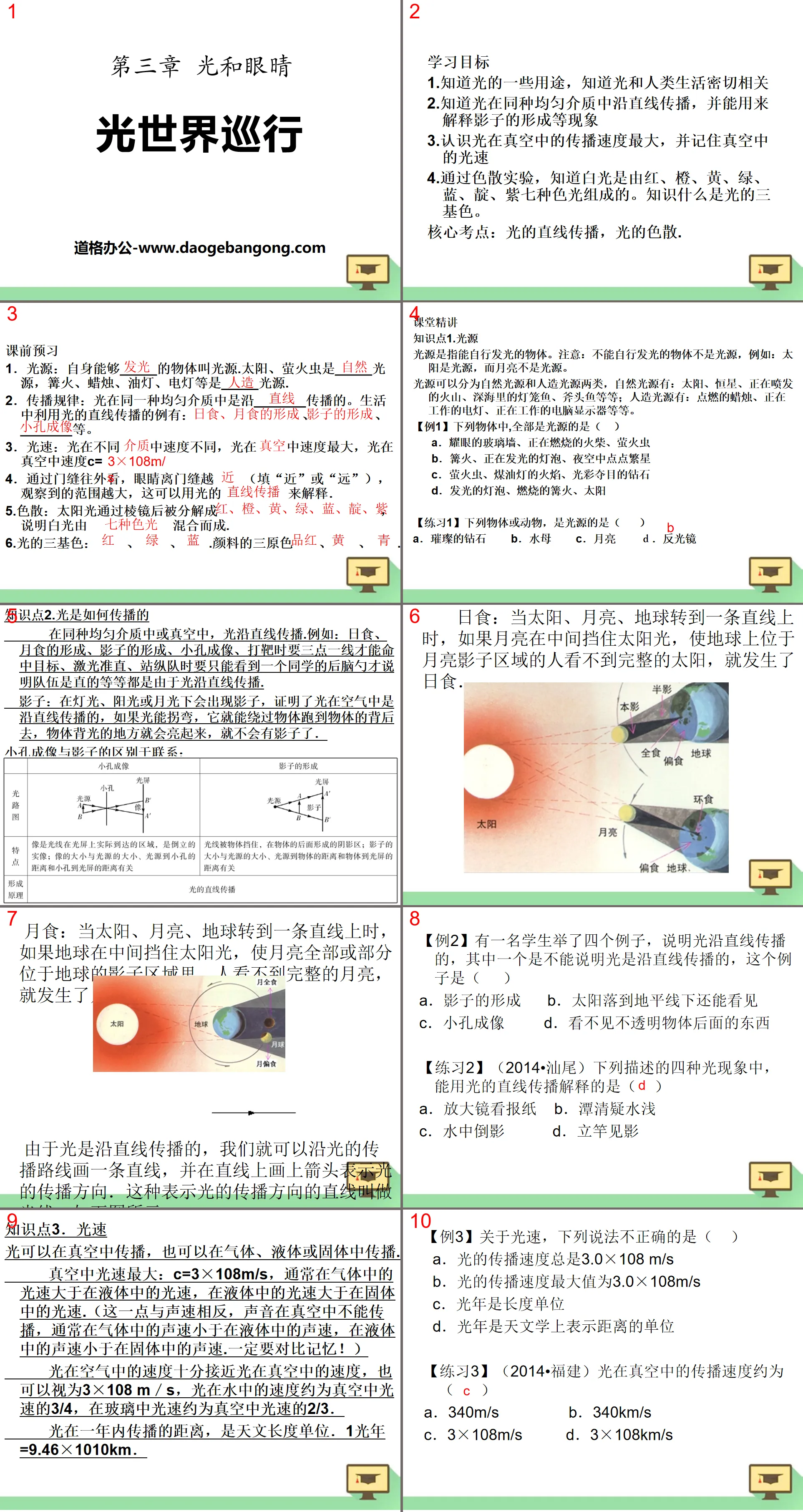 Cours PPT « Light World Tour » Lumière et yeux 2