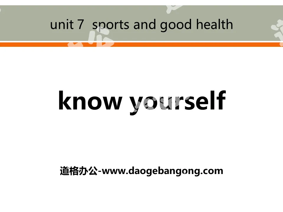 "Know Yourself" Sports and Good Health PPT download