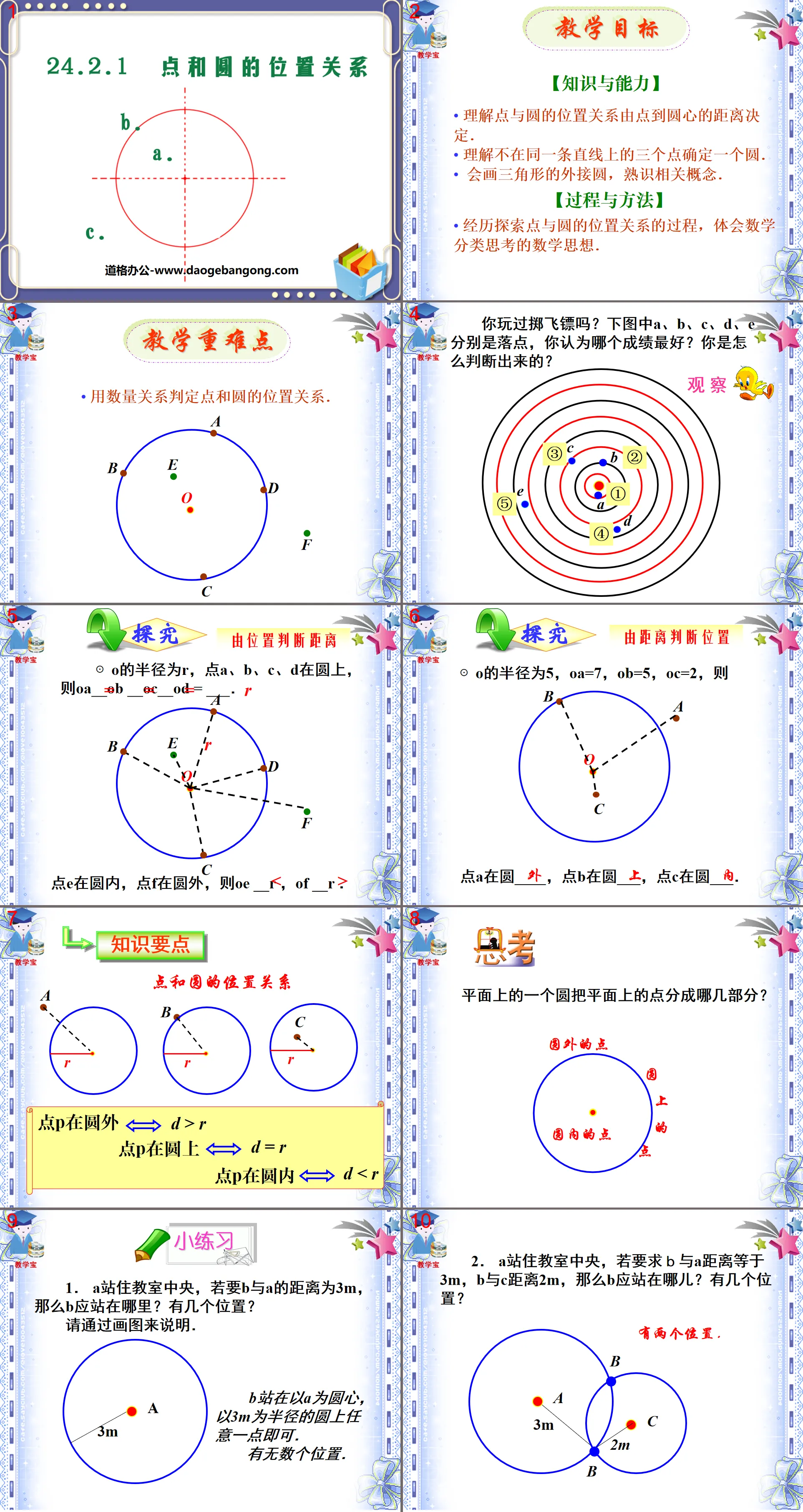 "Positional Relationship between Points and Circles" Circle PPT Courseware 2