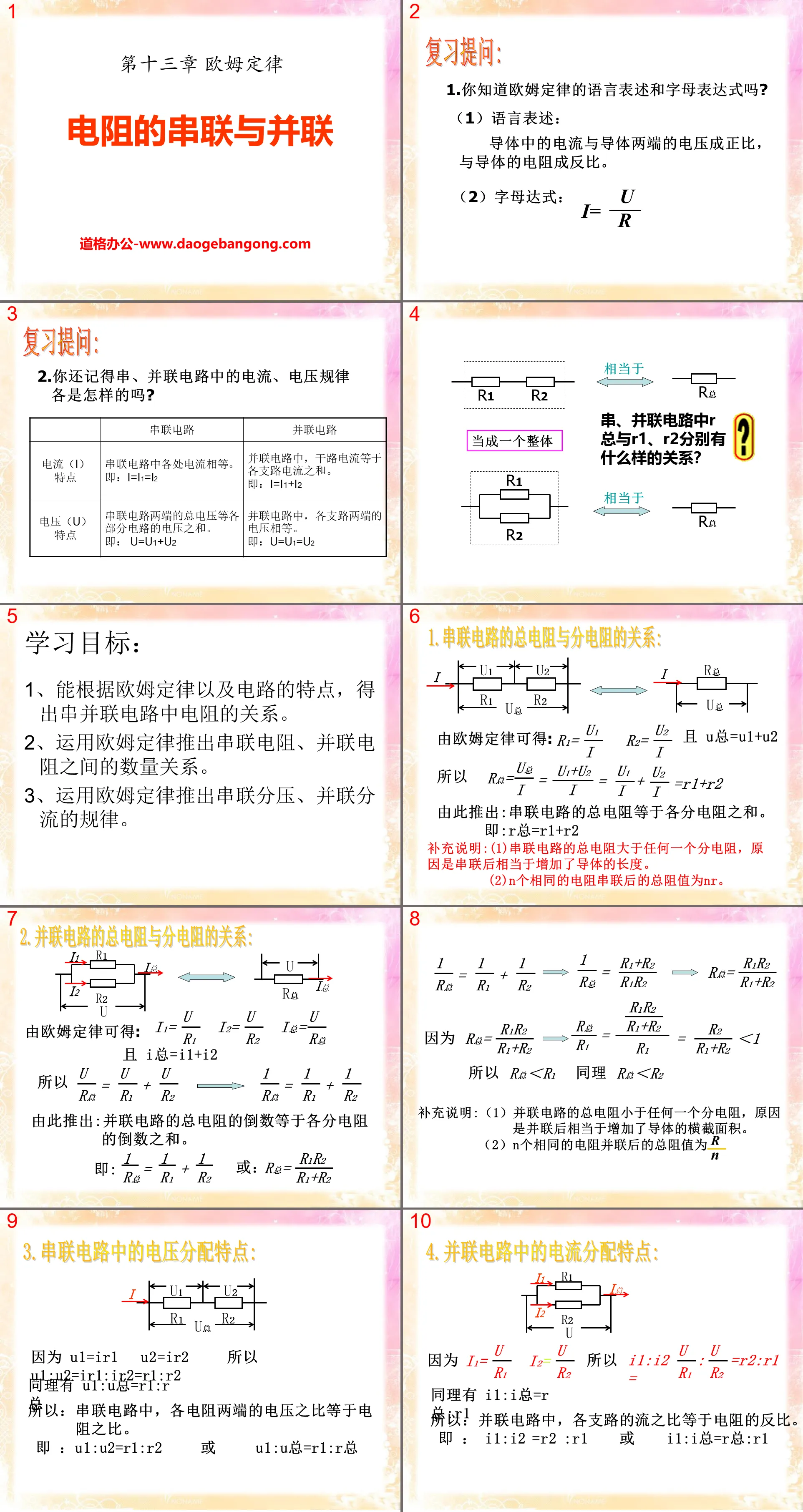 "Series and Parallel Connection of Resistors" Ohm's Law PPT Courseware 2