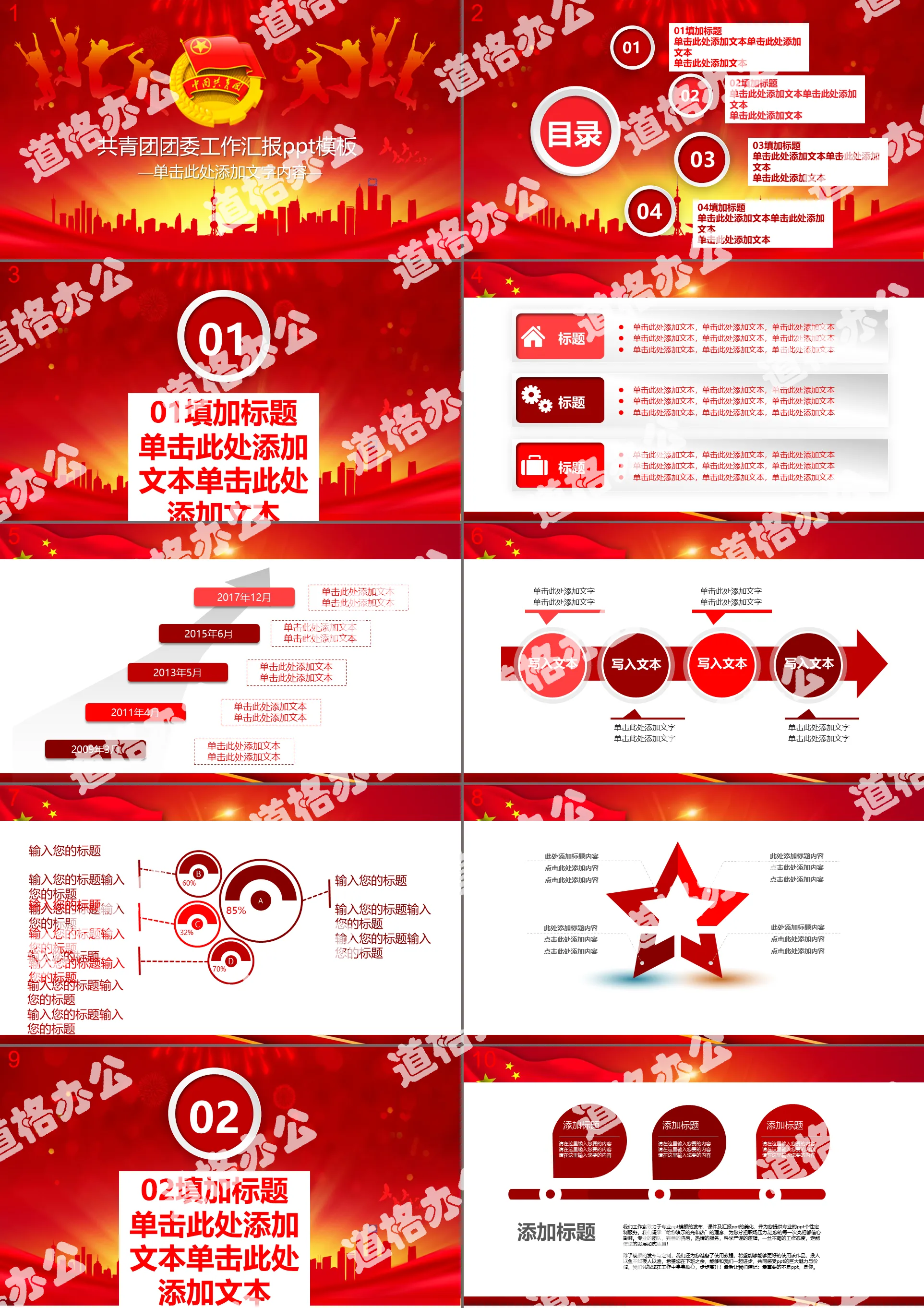 Communist Youth League work report PPT template