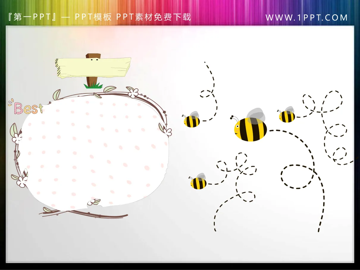 Zone de texte PPT sur le thème des abeilles de dessin animé