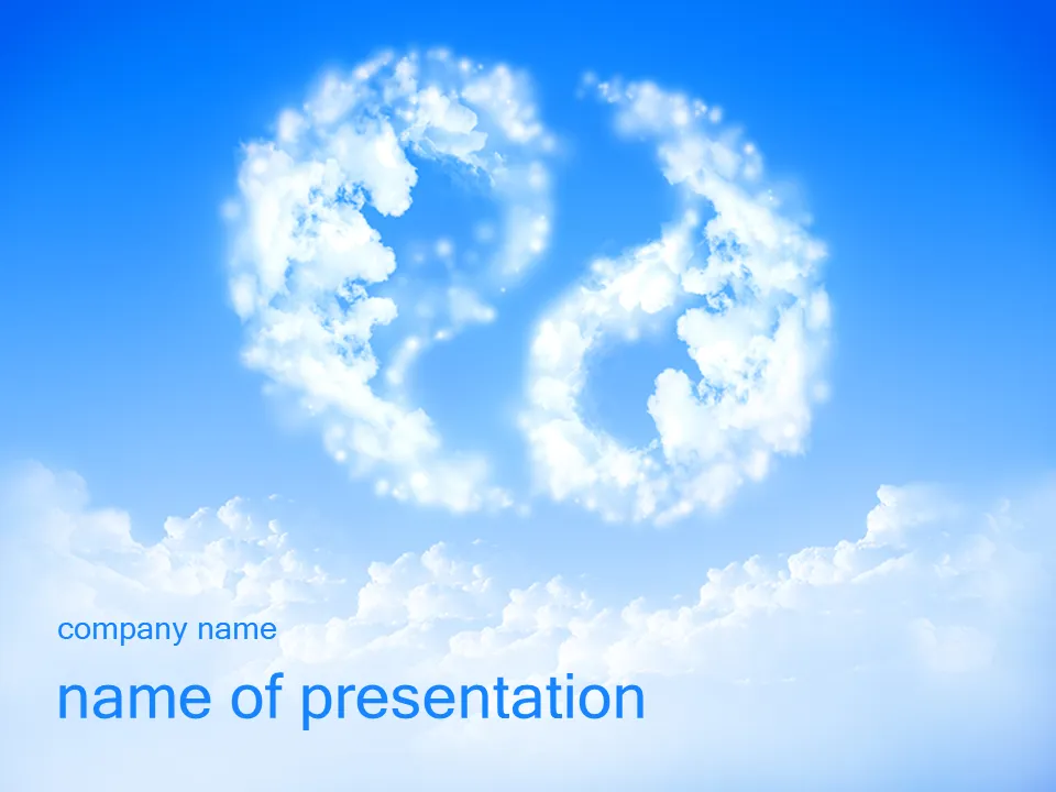 Natural scenery PPT template download with Tai Chi shape white cloud background