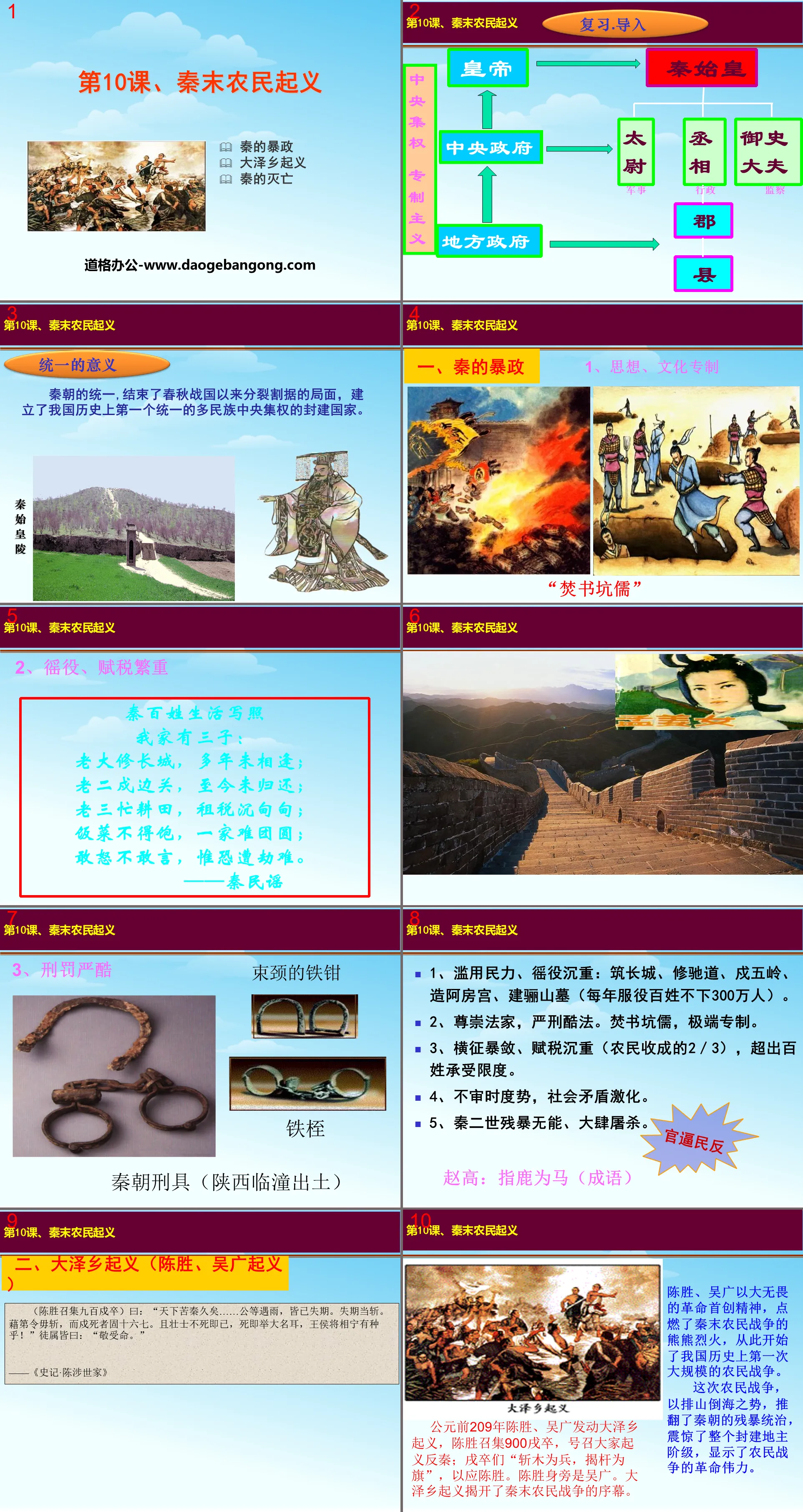 "Peasant Uprising in the Late Qin Dynasty" PPT courseware download