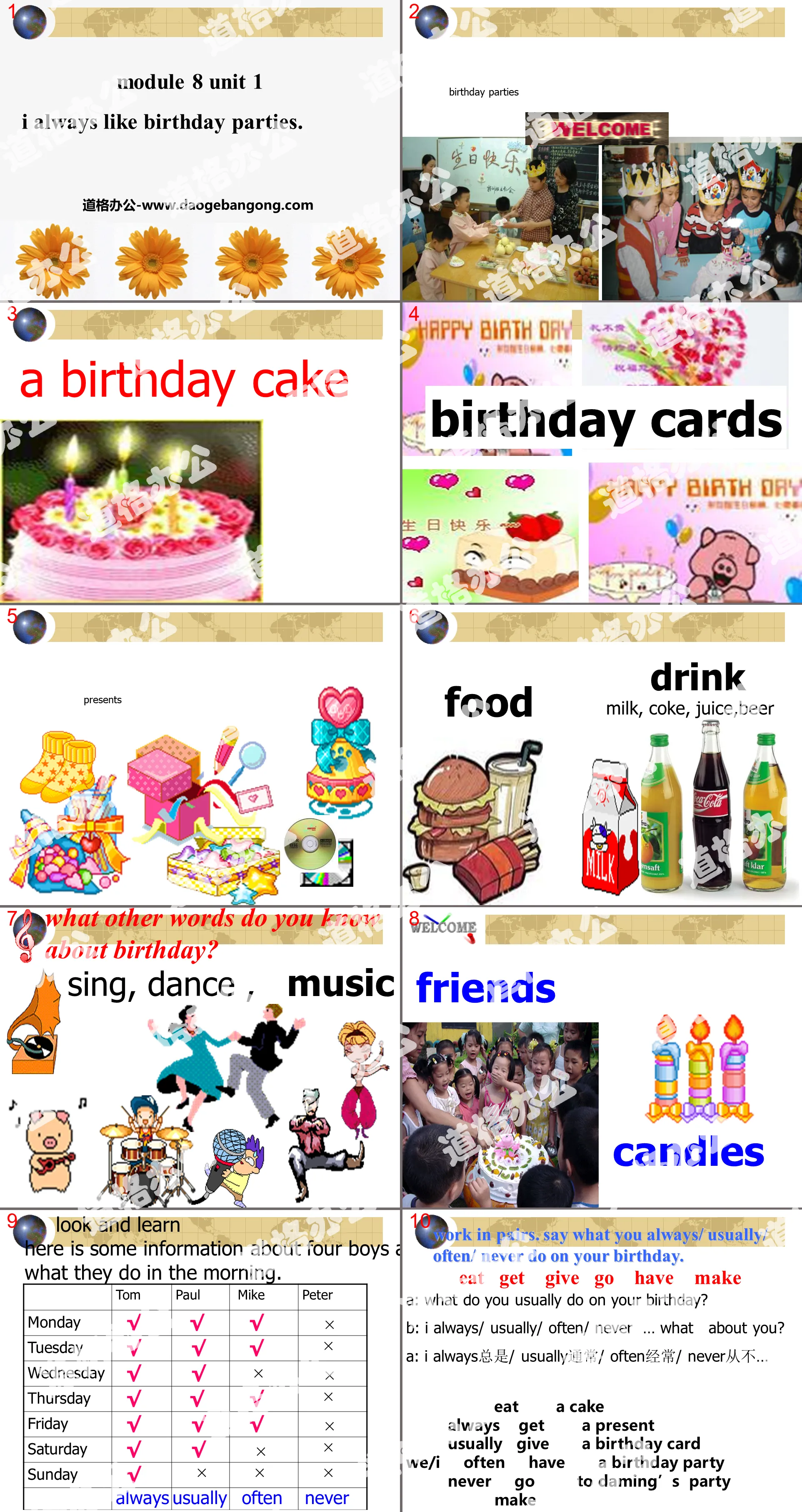 《I always like birthday parties》PPT課件