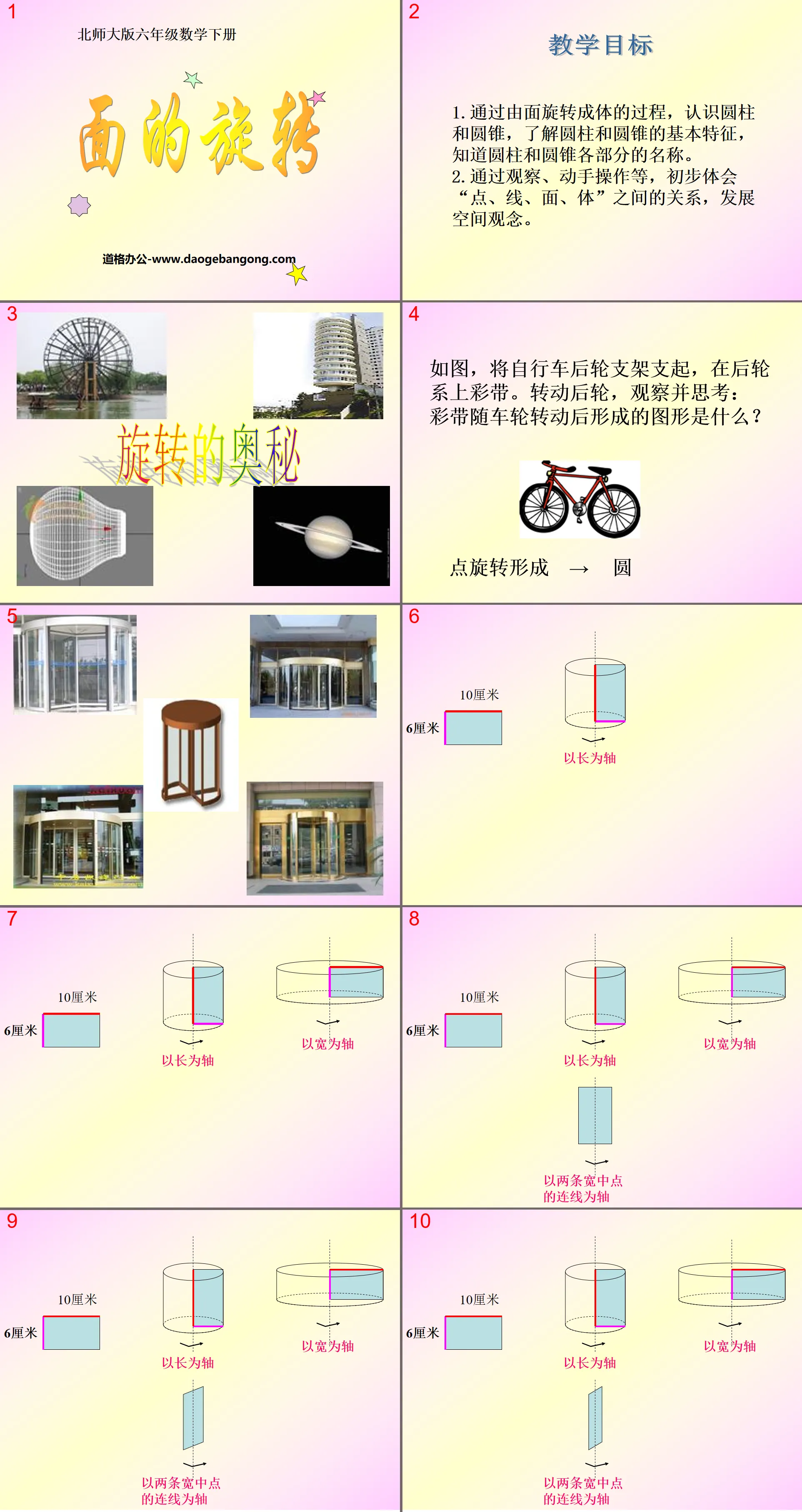 《面的旋转》圆柱与圆锥PPT课件
