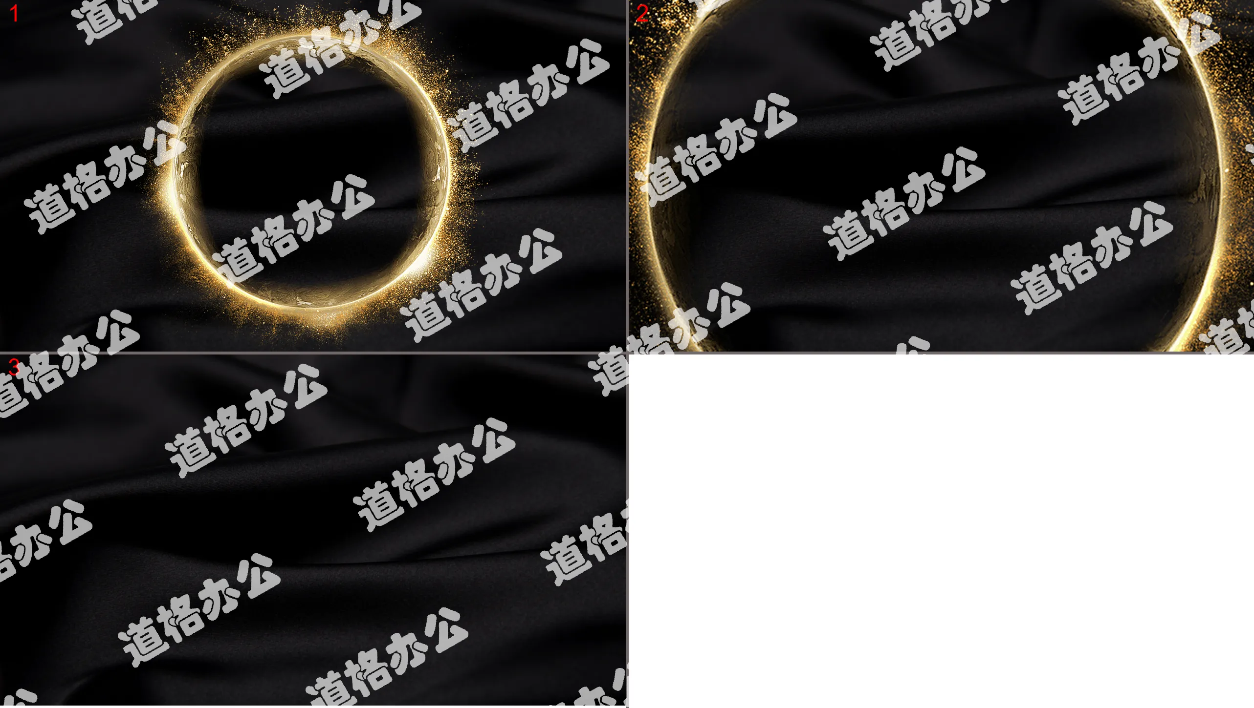 Three black gold abstract planet PPT background pictures