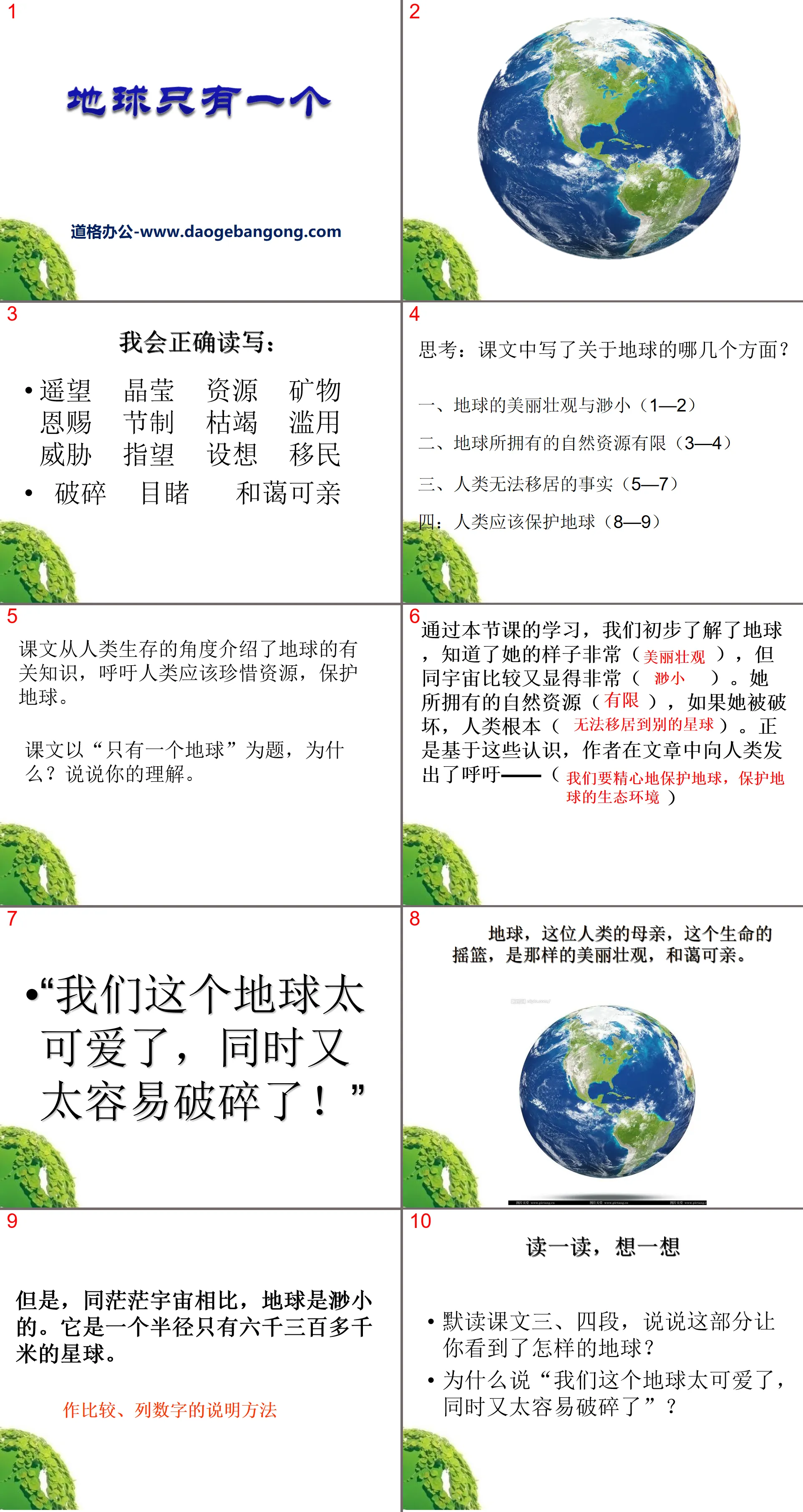 《地球只有一个》PPT课件
